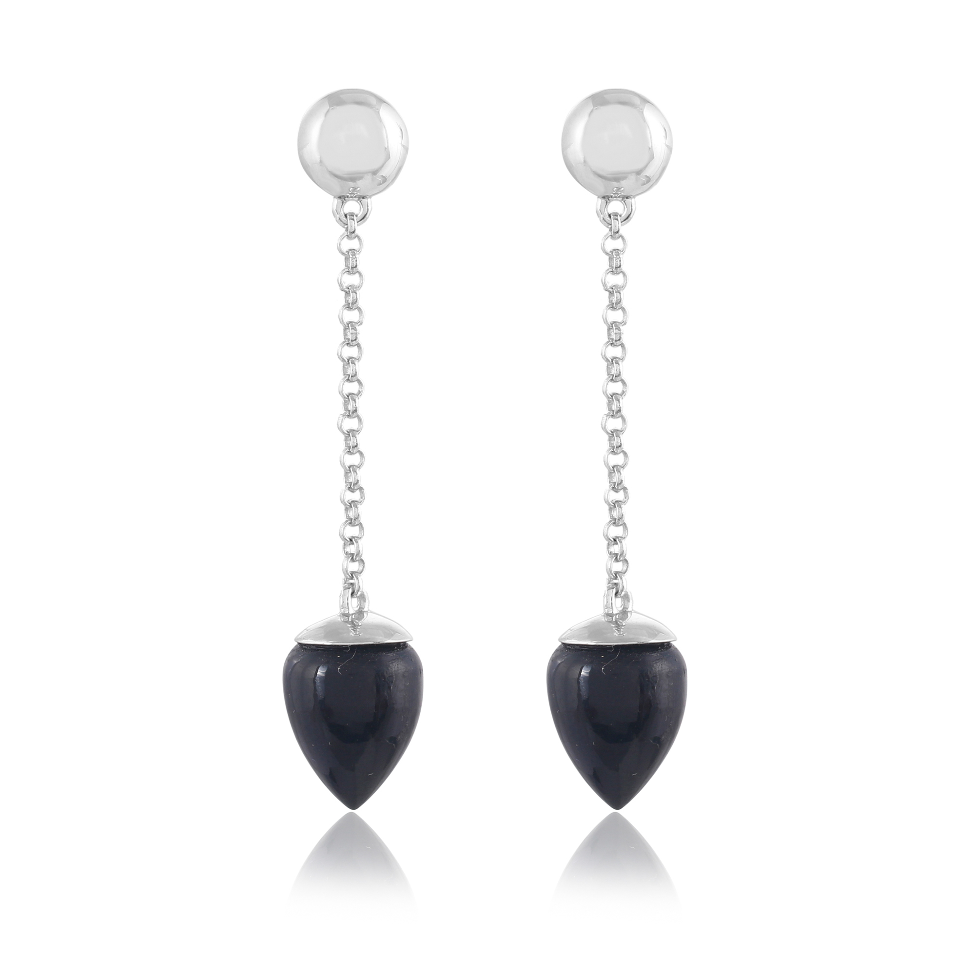 Boucle d'oreilles en argent en pierre naturelle onyx noir Clémentine