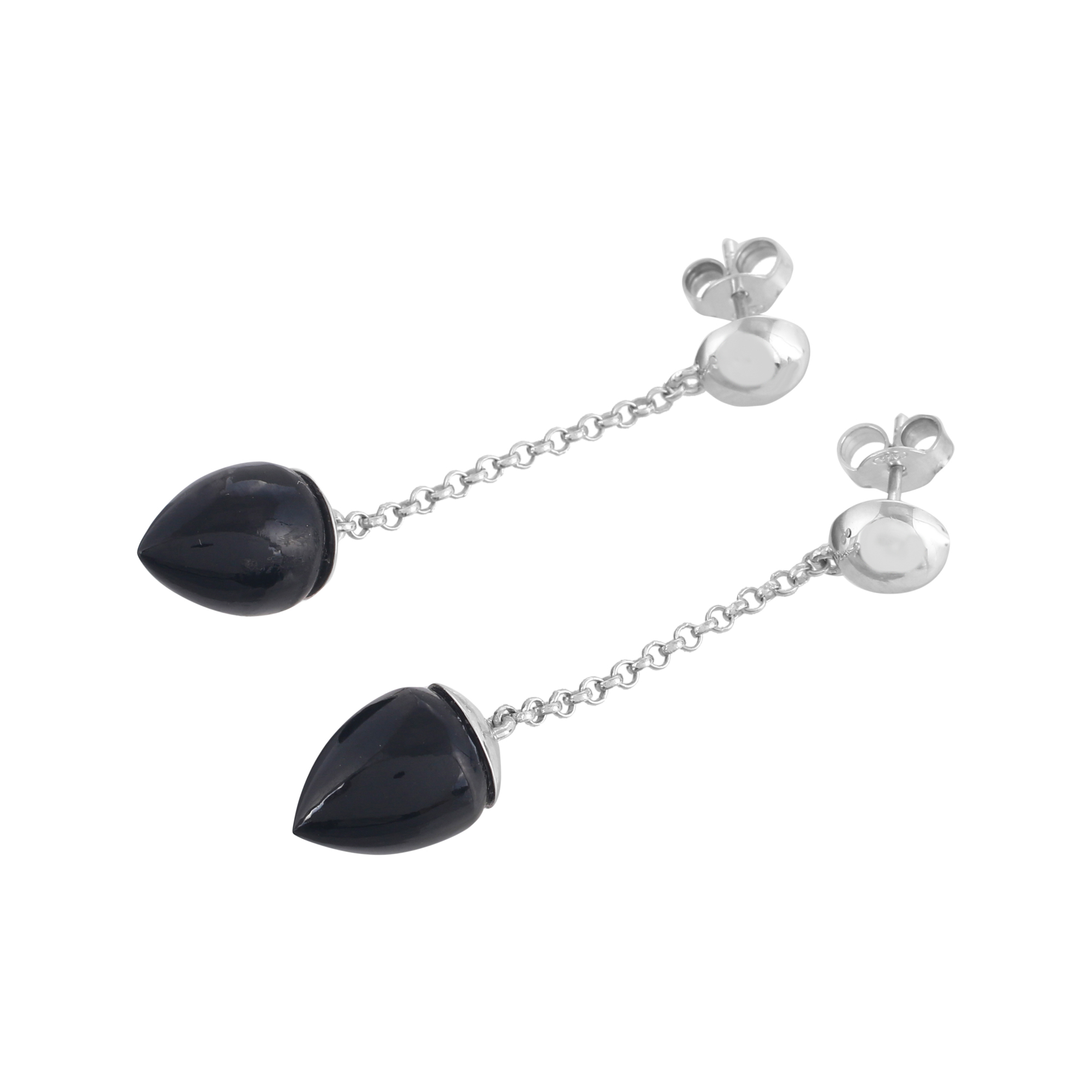 Boucle d'oreilles en argent en pierre naturelle onyx noir Clémentine