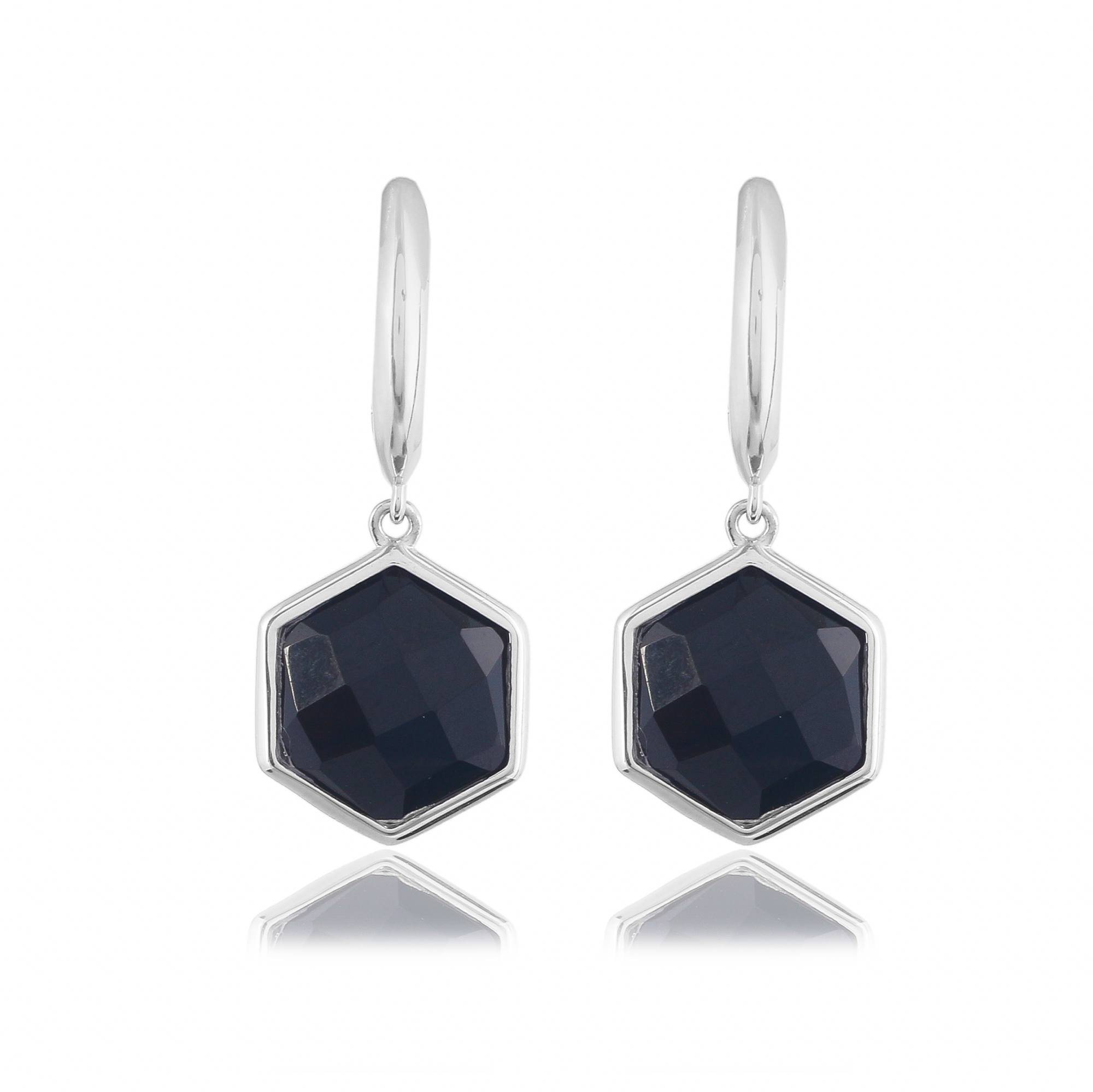 Boucle d'oreilles en argent en pierre naturelle onyx noir Caelia
