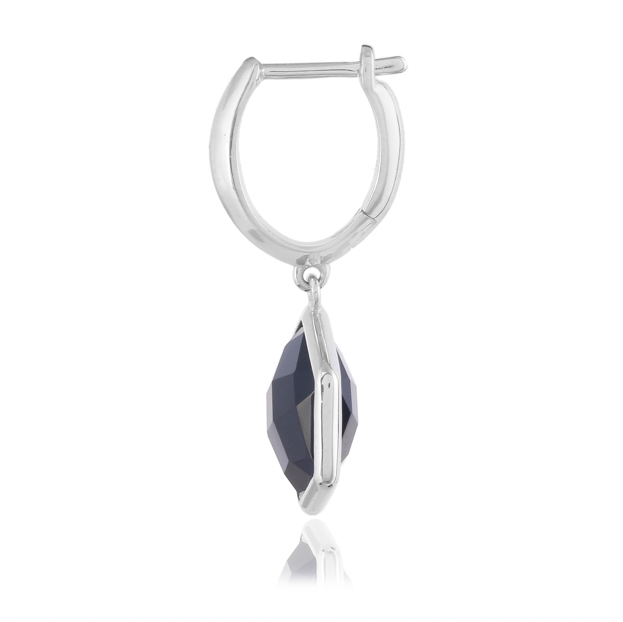 Boucle d'oreilles en argent en pierre naturelle onyx noir Caelia
