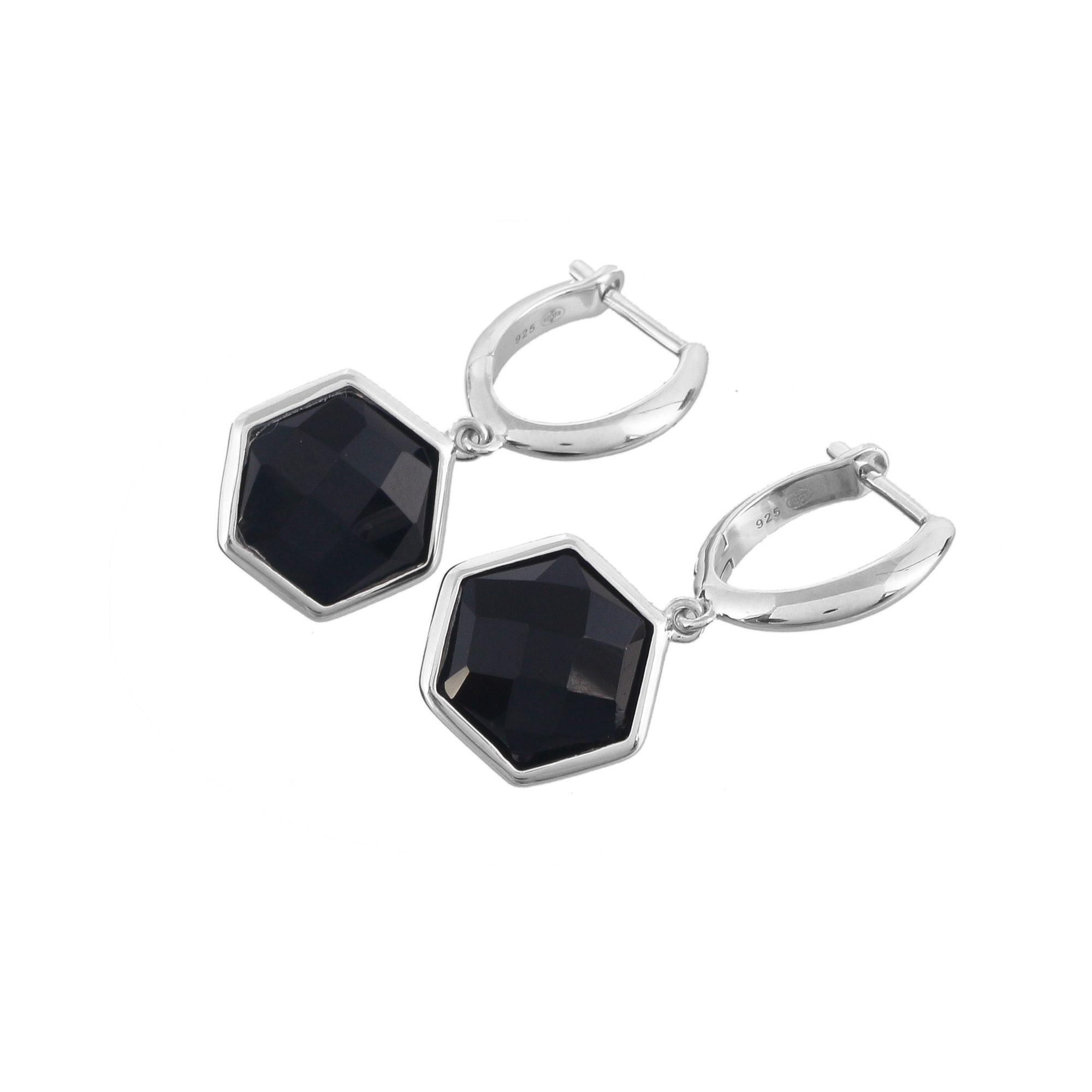 Boucle d'oreilles en argent en pierre naturelle onyx noir Caelia