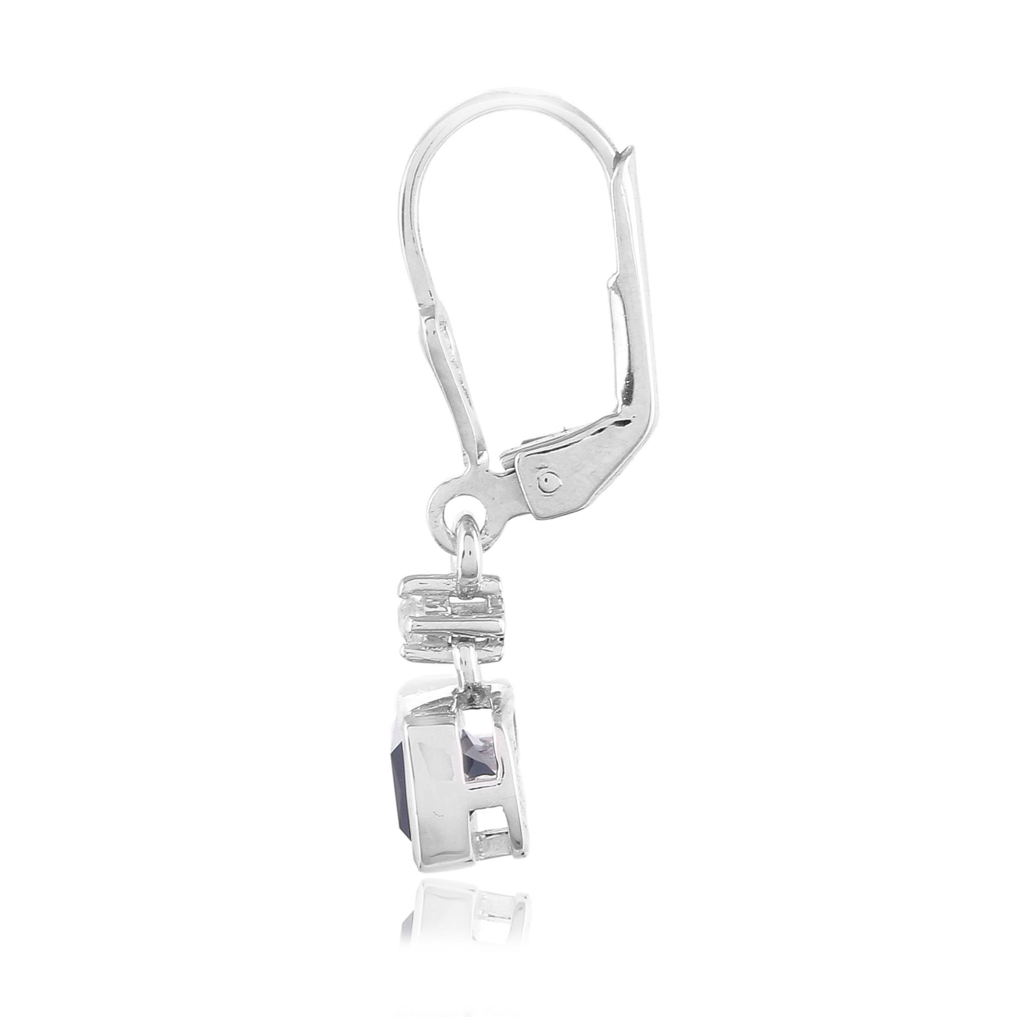 Boucle d'oreilles en argent en pierres naturelles onyx noir et topaze blanche Charlie