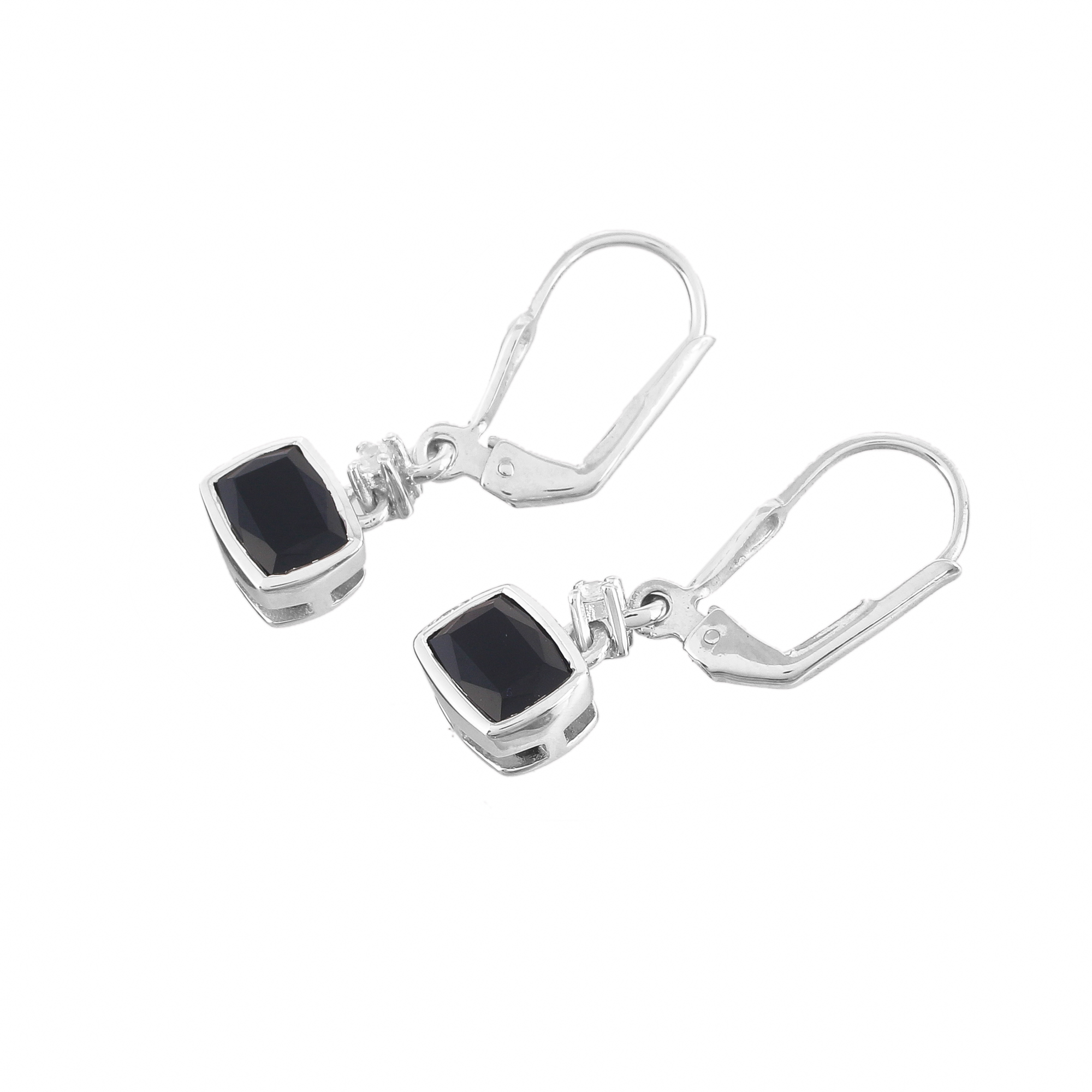 Boucle d'oreilles en argent en pierres naturelles onyx noir et topaze blanche Charlie