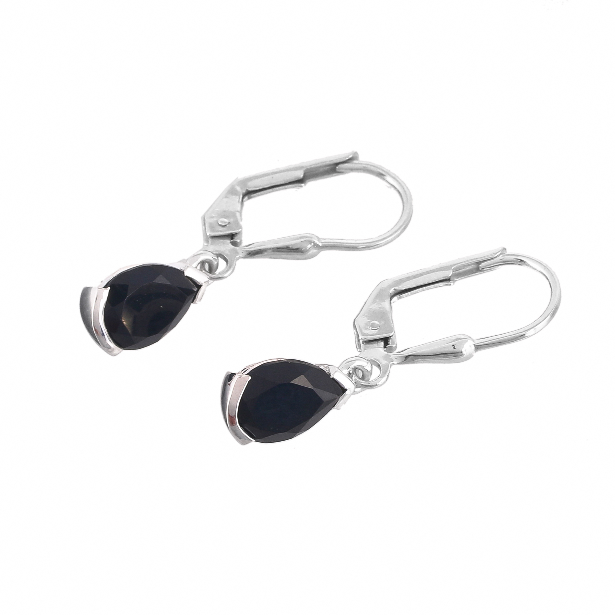 Boucle d'oreilles en argent en pierre naturelle onyx noir Charlotte