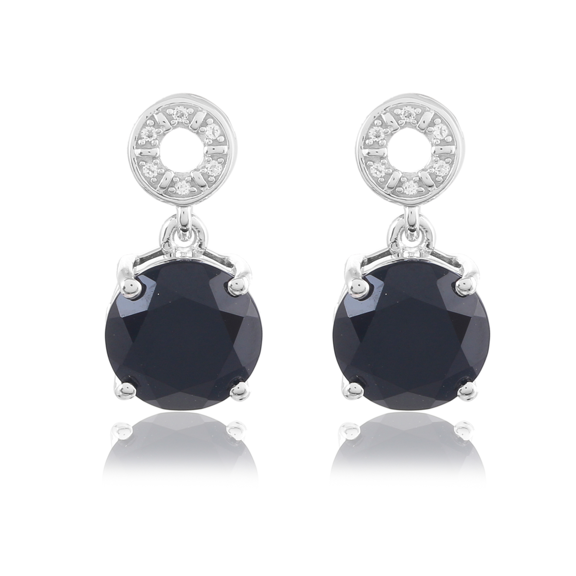 Boucle d'oreilles en argent en pierres naturellles onyx noir et topaze blanche Chelsea