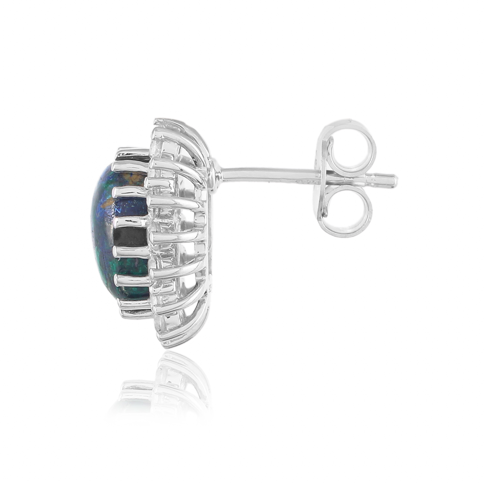 Boucle d'oreilles en argent en pierres naturelles azurite malachite et zircon Clotilde