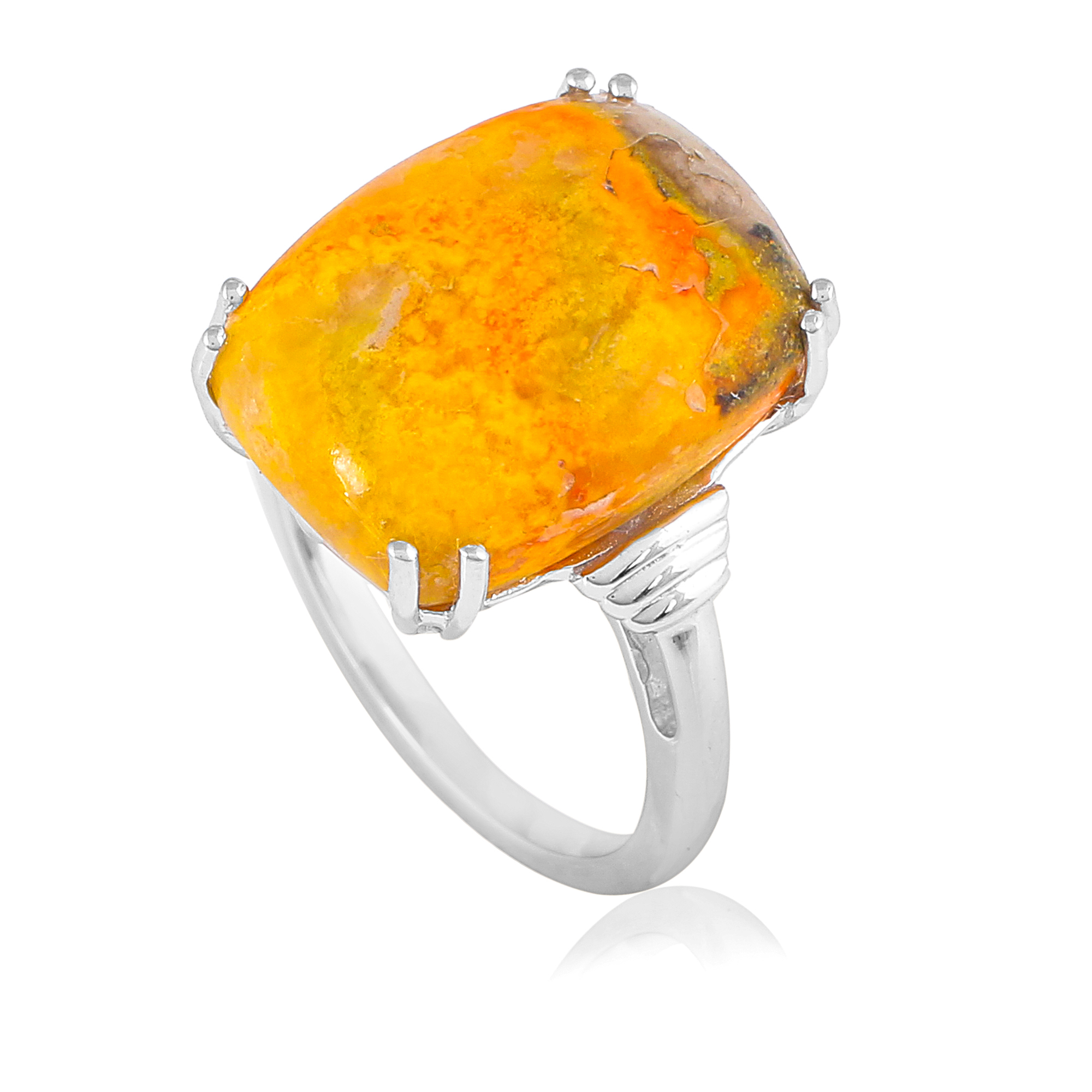 Bague en argent en pierre naturelle Jaspe Bumble bee Colombe