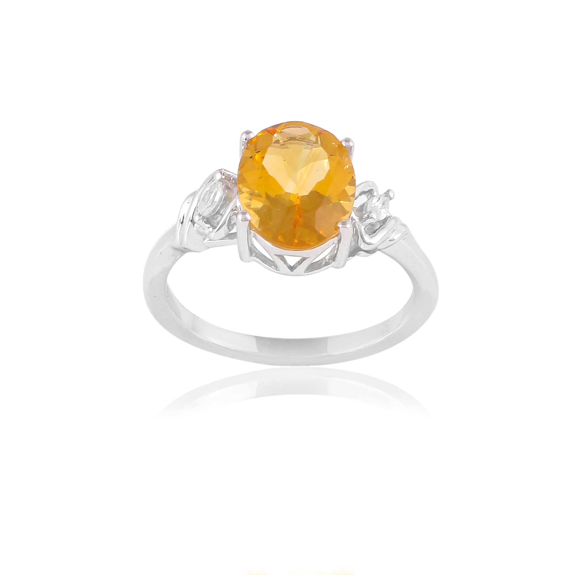 Bague en argent en pierre naturelle citrine Carline