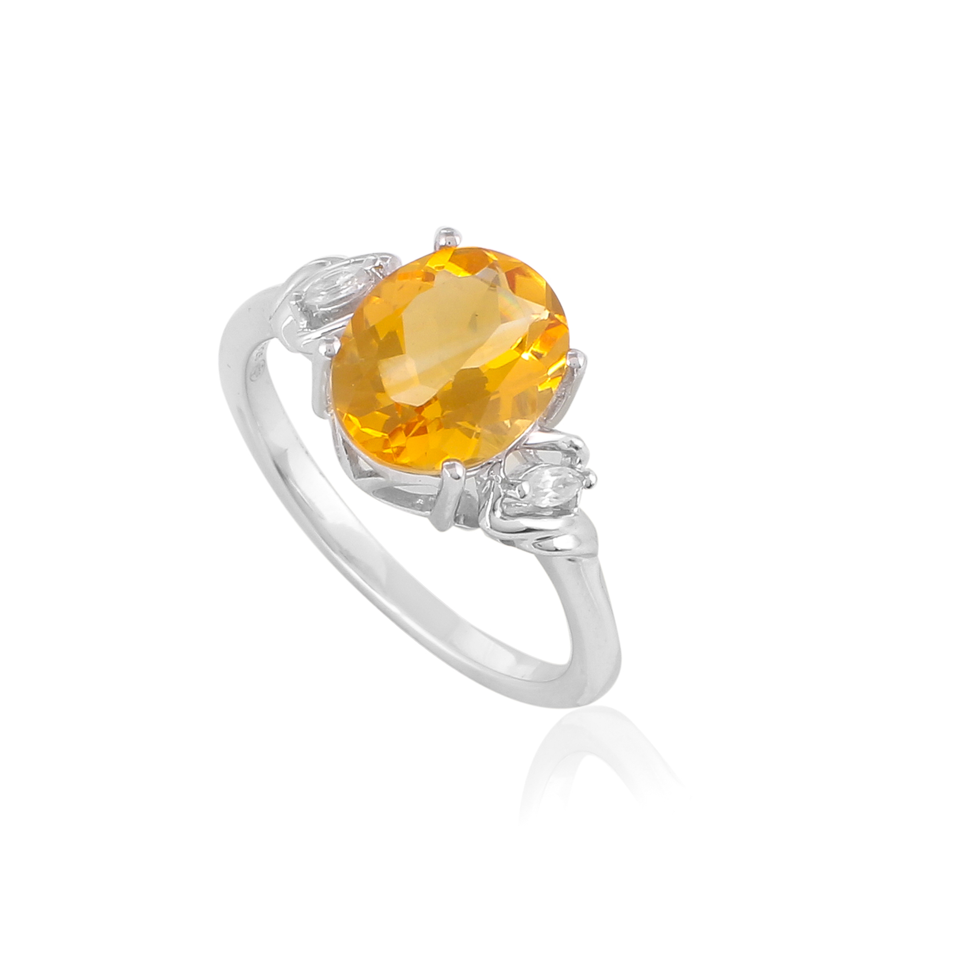 Bague en argent en pierre naturelle citrine Carline