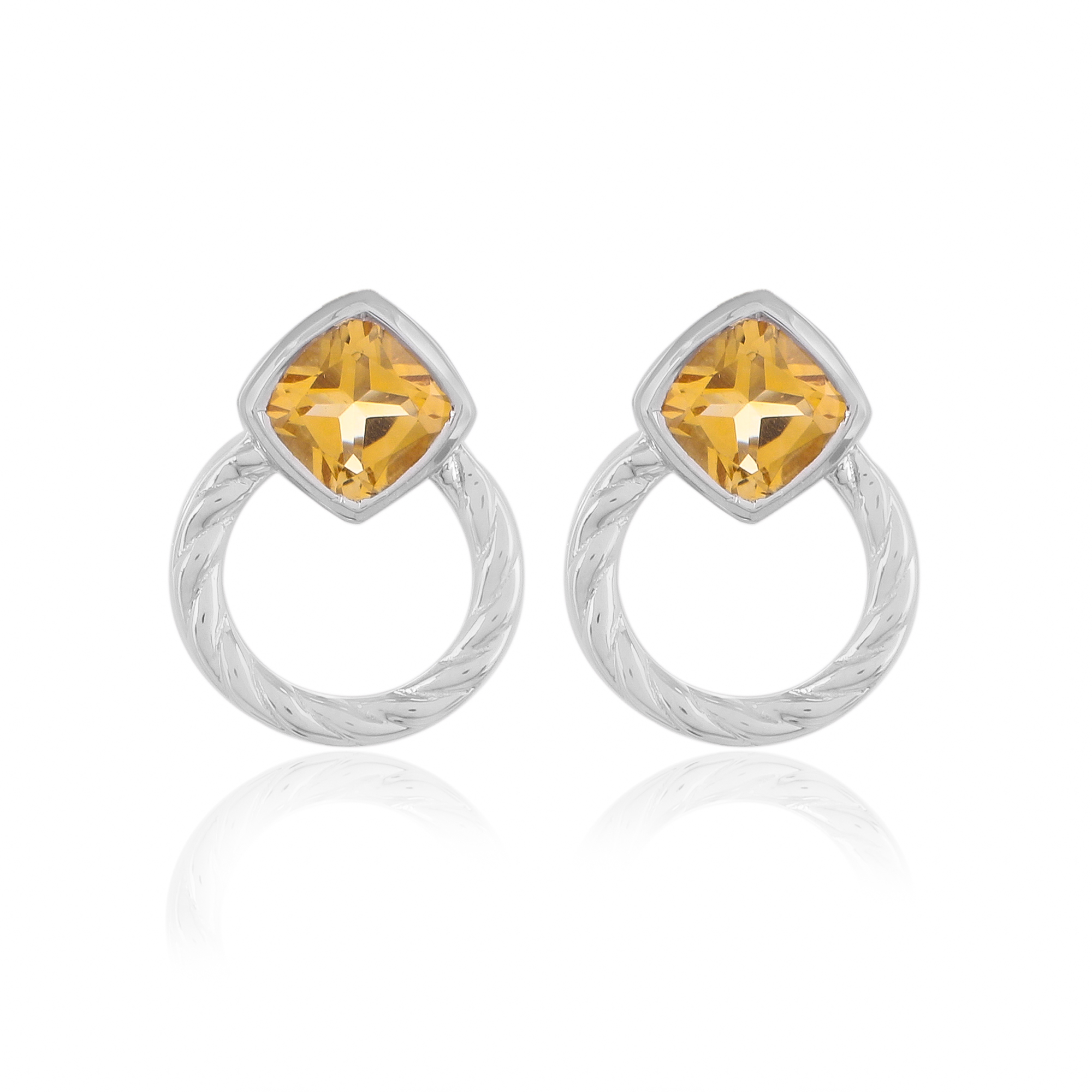 Boucle d'oreilles en argent en pierre naturelle citrine Capucine