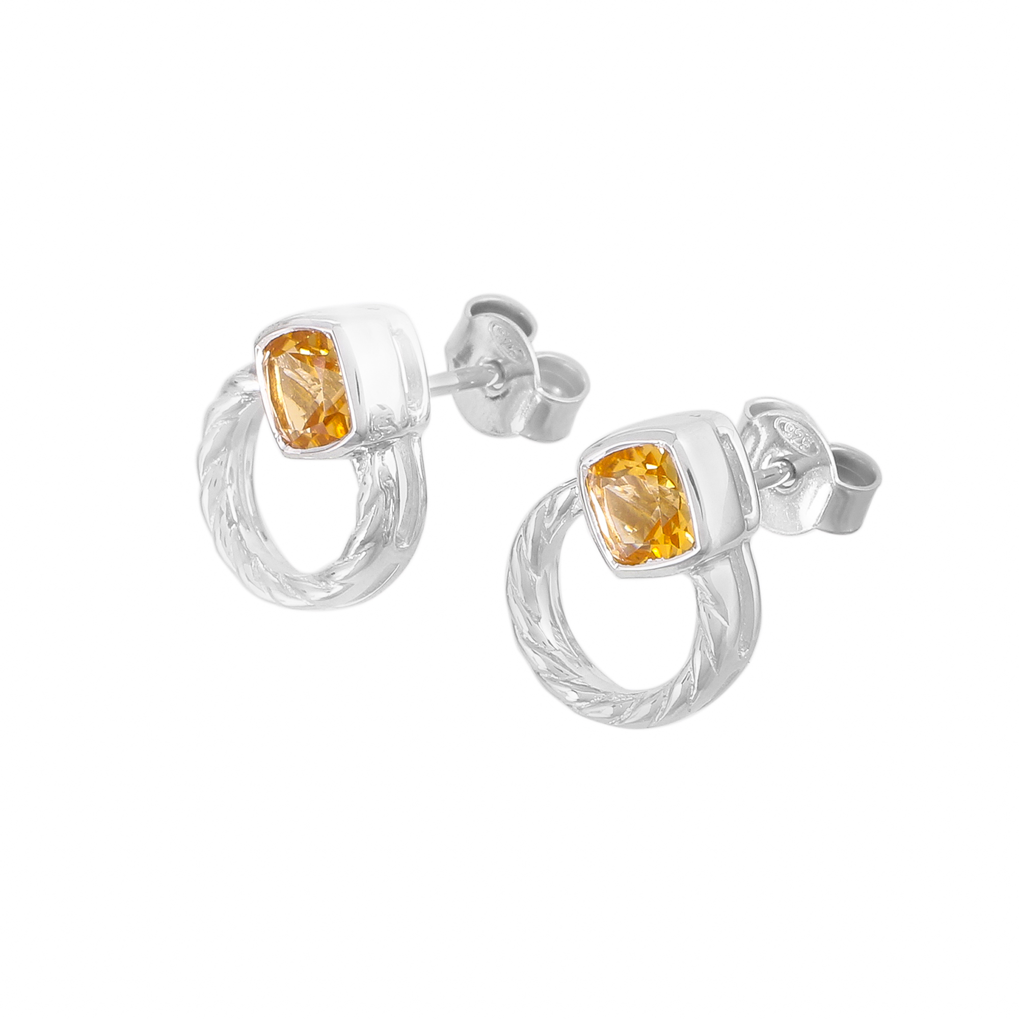 Boucle d'oreilles en argent en pierre naturelle citrine Capucine