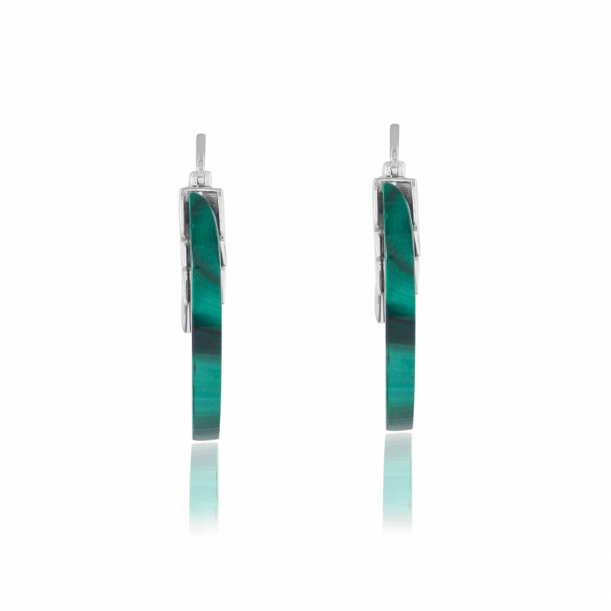 Boucle d'oreilles en argent en pierre naturelle malachite Claudie