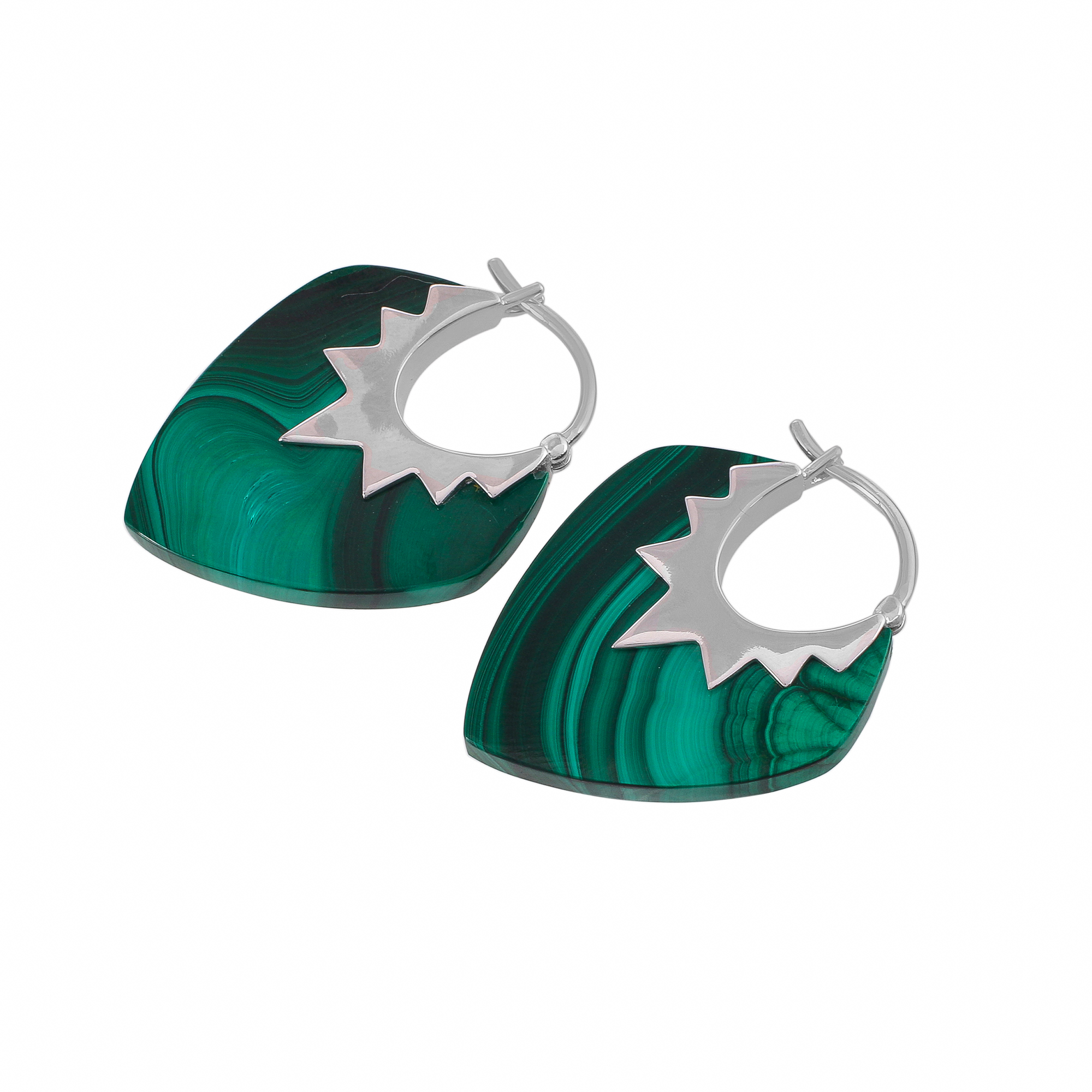 Boucle d'oreilles en argent en pierre naturelle malachite Claudie