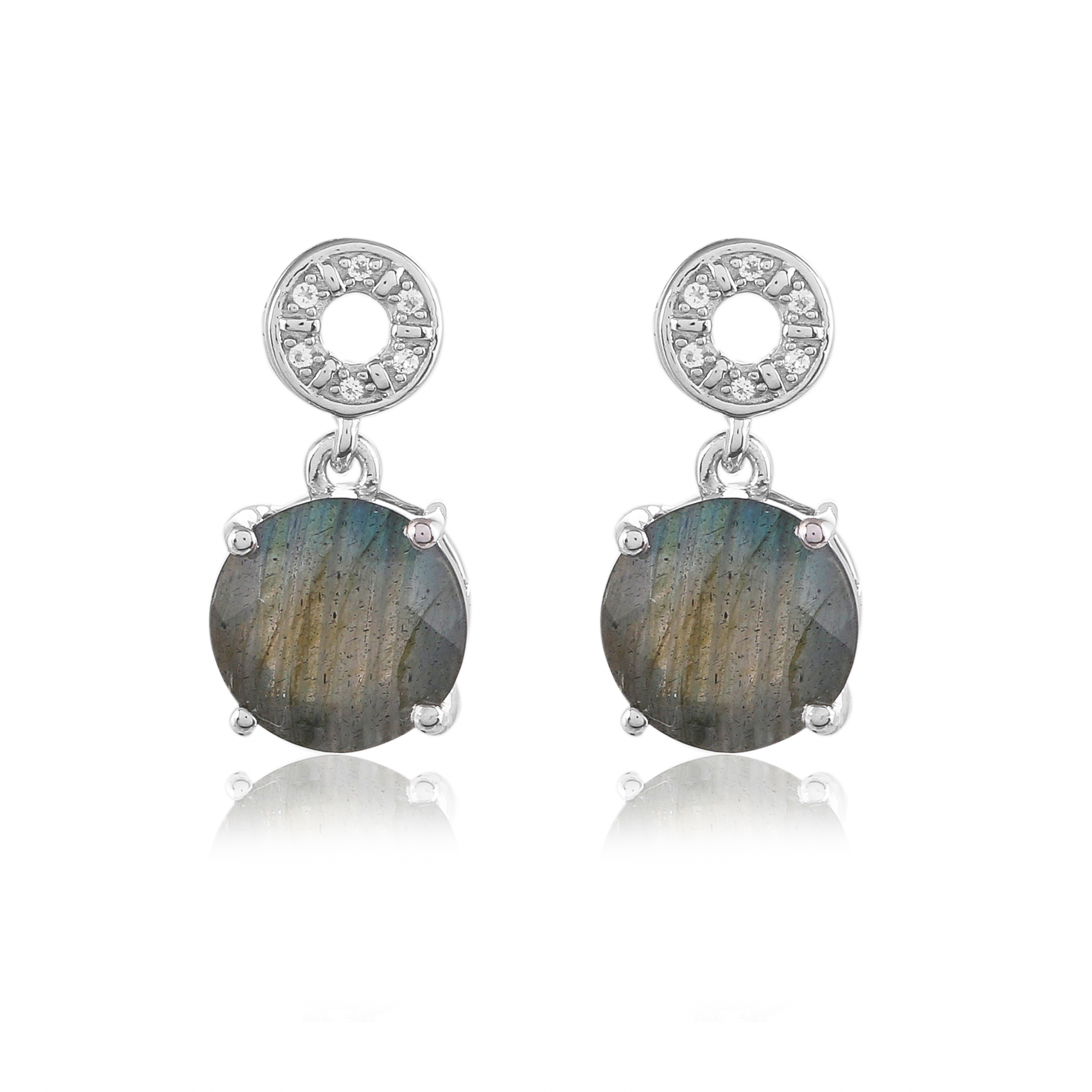 Boucle d'oreilles en argent en pierre naturelle labradorite Chelsea