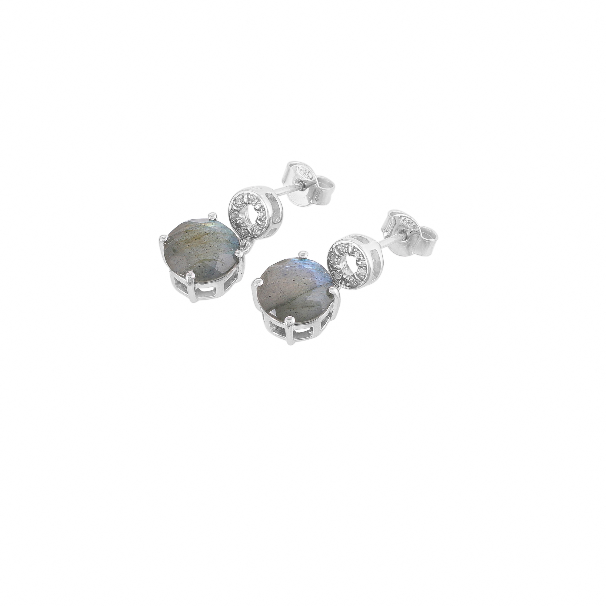 Boucle d'oreilles en argent en pierre naturelle labradorite Chelsea