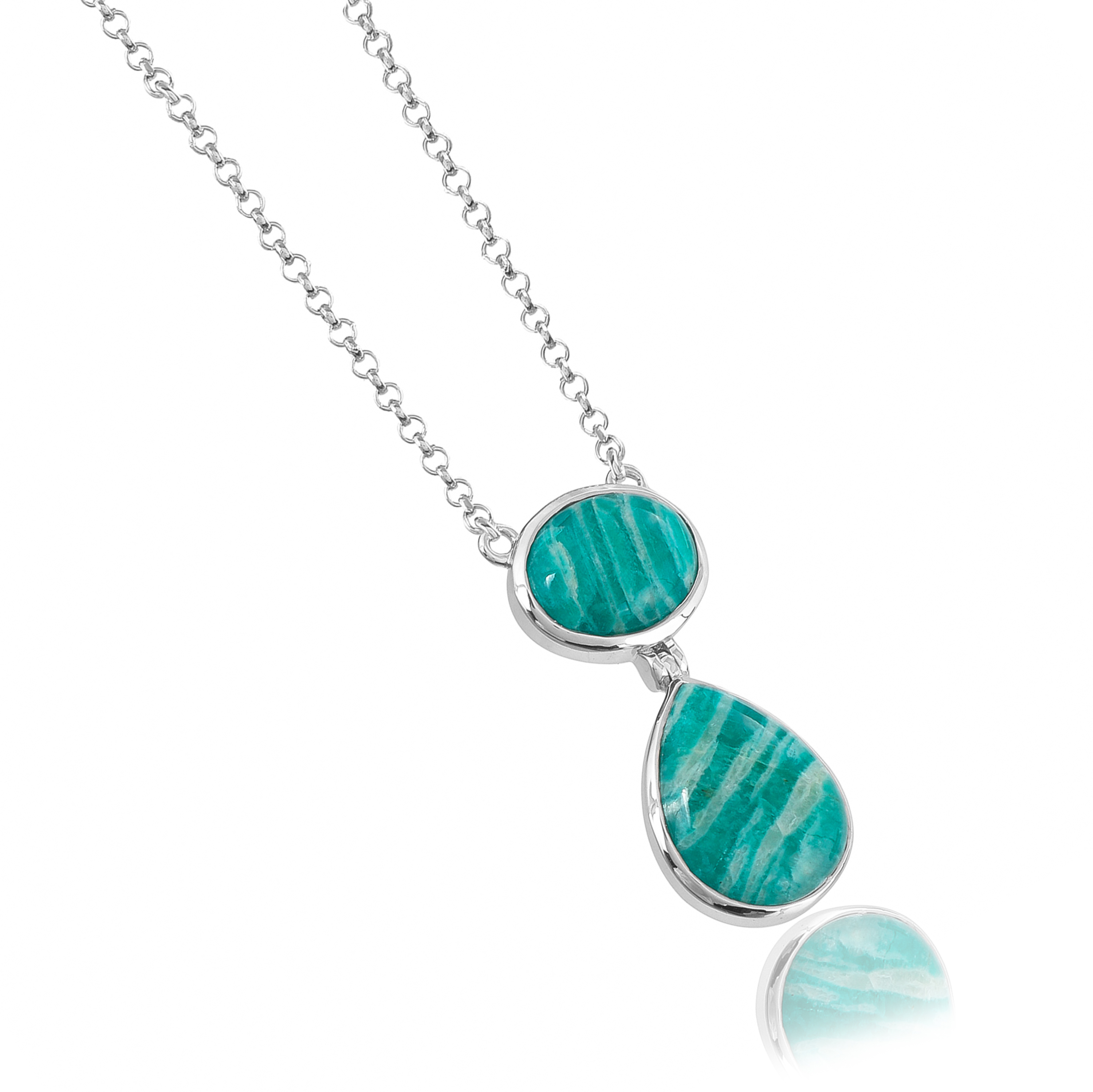 Collier en argent et amazonite zebra en pierres naturelles Figue