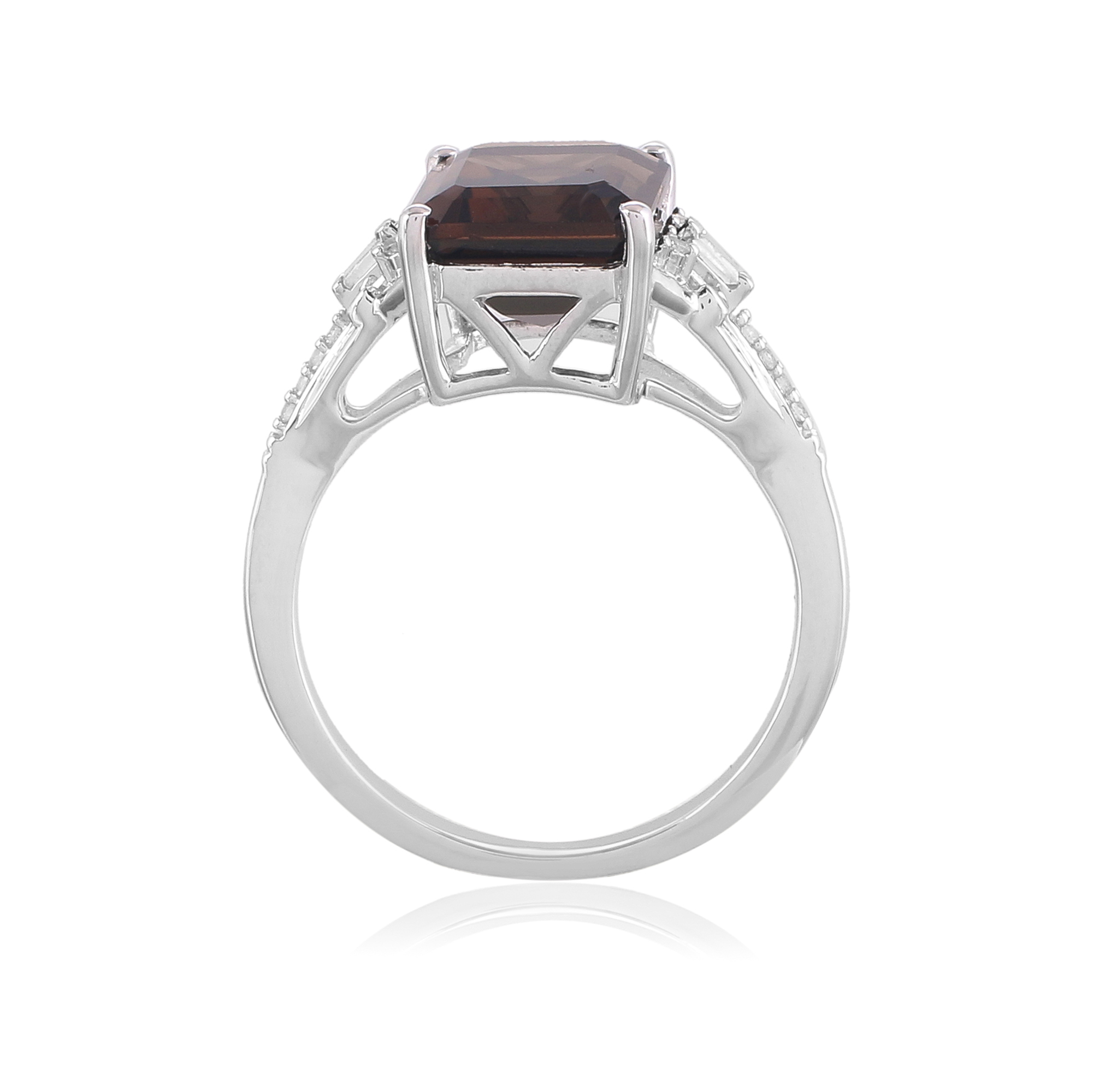 Bague en argent en pierre naturelle quartz fume Carmen