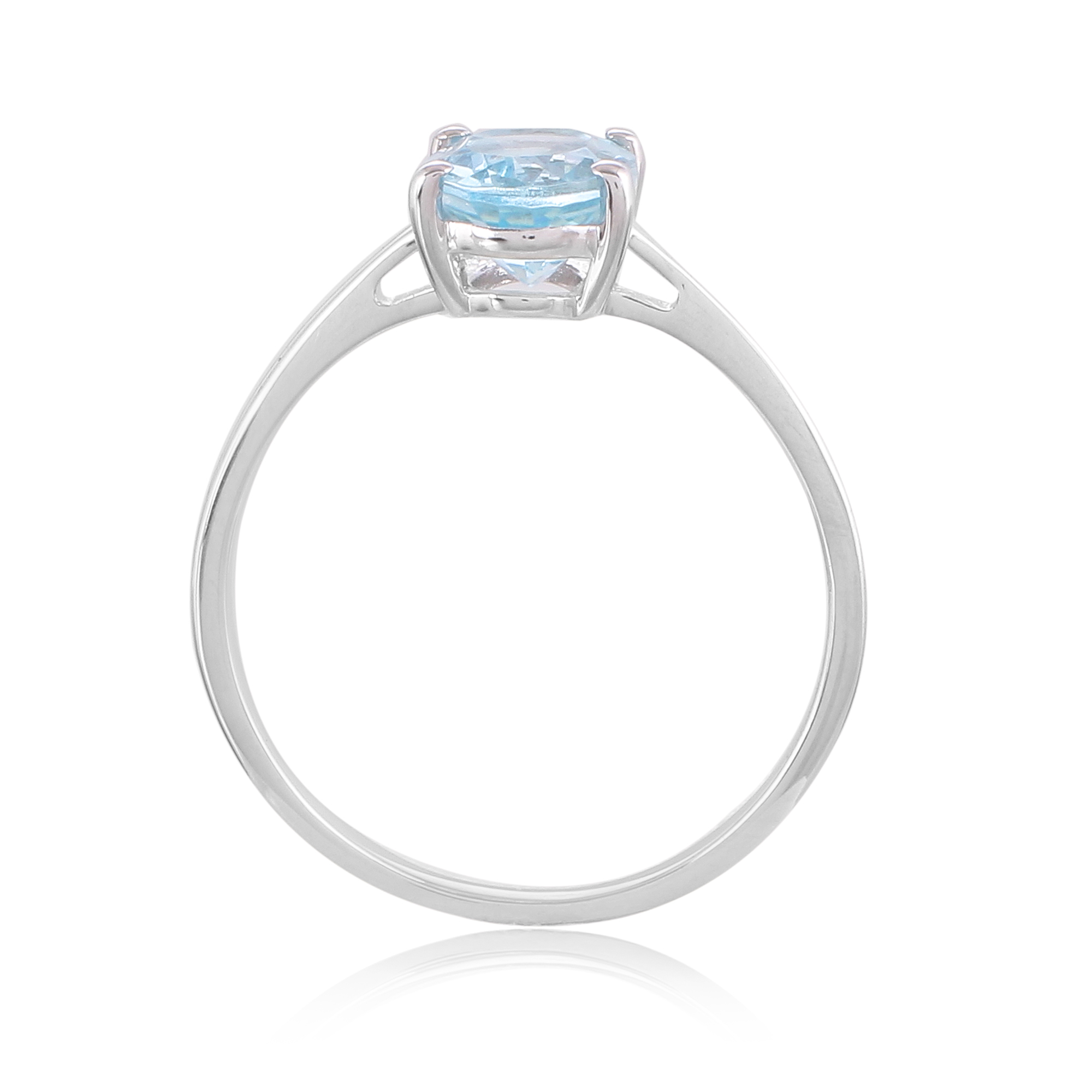 Bague en argent en pierre naturelle aigue-marine Bleuet