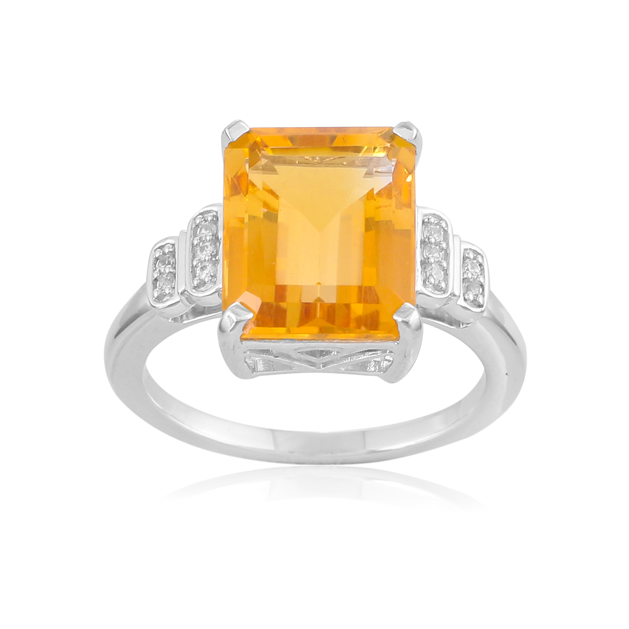 Bague en argent en pierre naturelle citrine Cathia