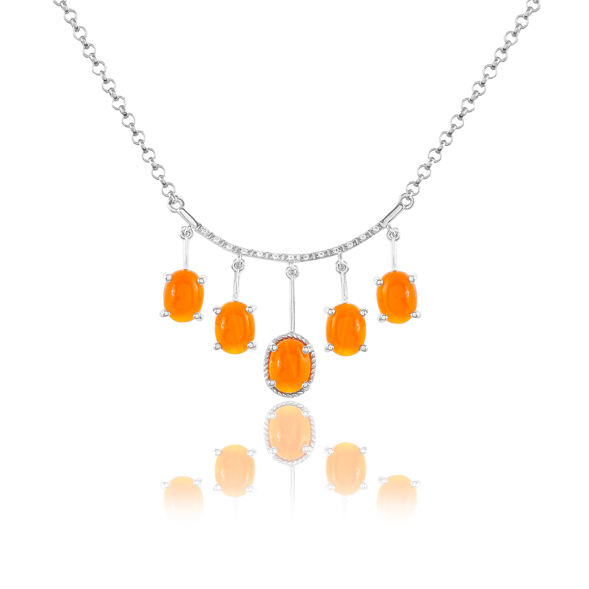 Collier en argent en pierres naturelles cornaline et topaze blanche Cindy