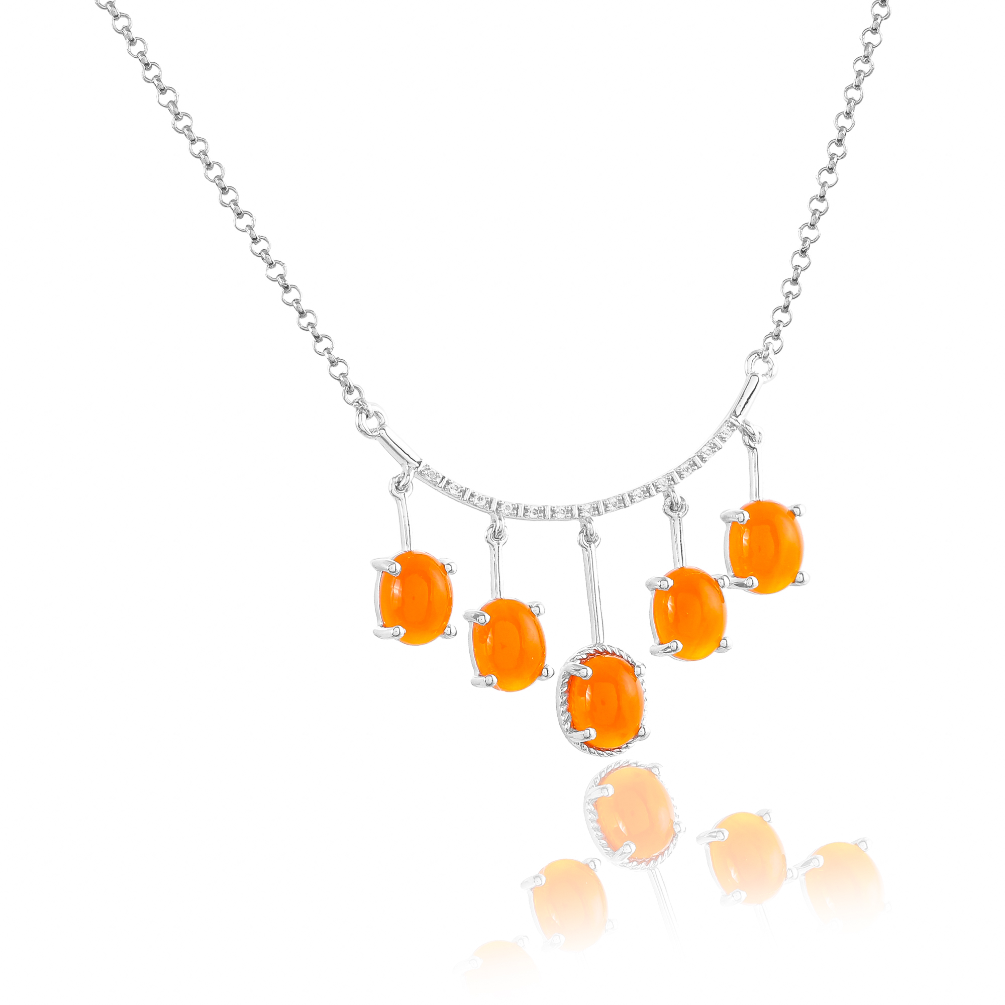 Collier en argent en pierres naturelles cornaline et topaze blanche Cindy