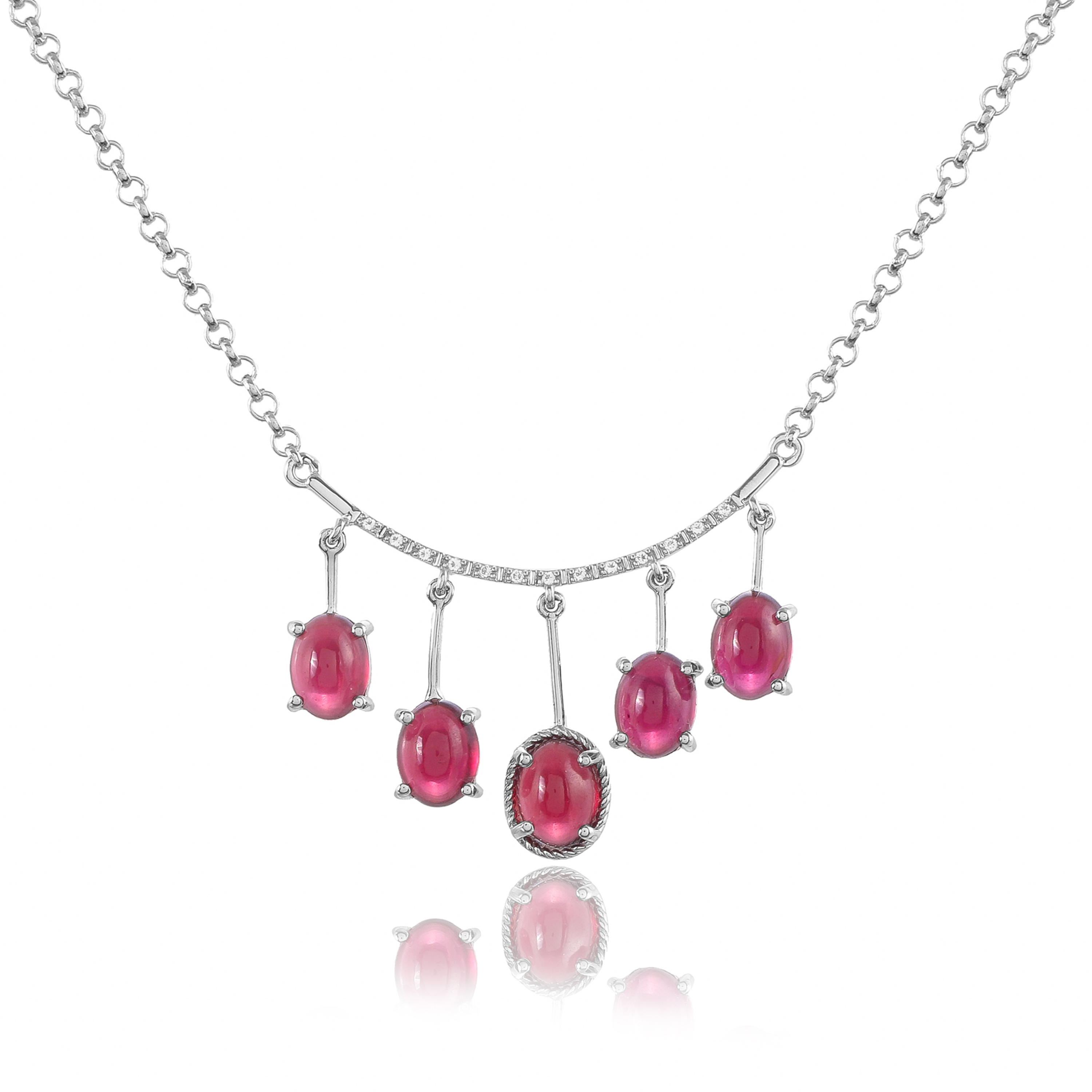 Collier en argent en pierre naturelle rhodolite Cindy