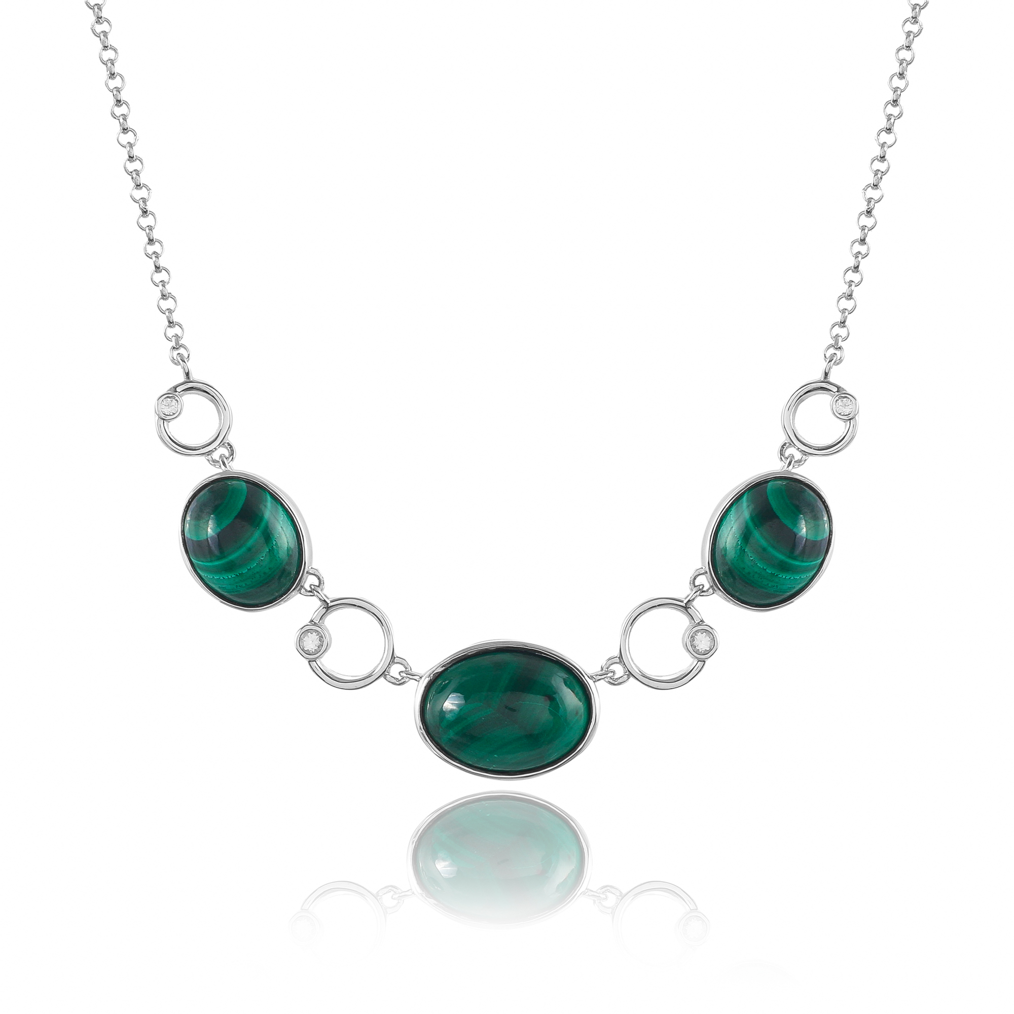 Collier en argent en pierre naturelle en malachite Coline