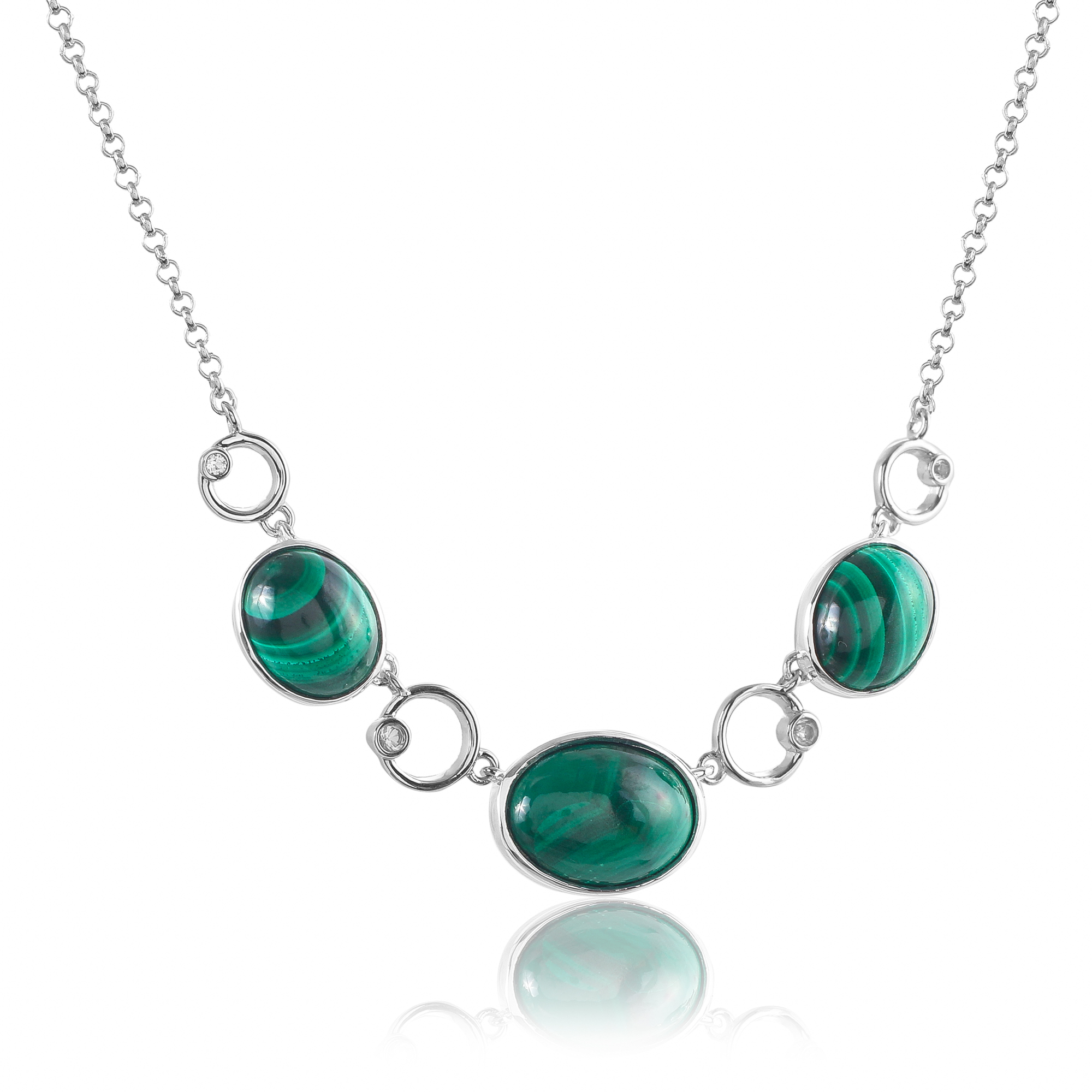 Collier en argent en pierre naturelle en malachite Coline