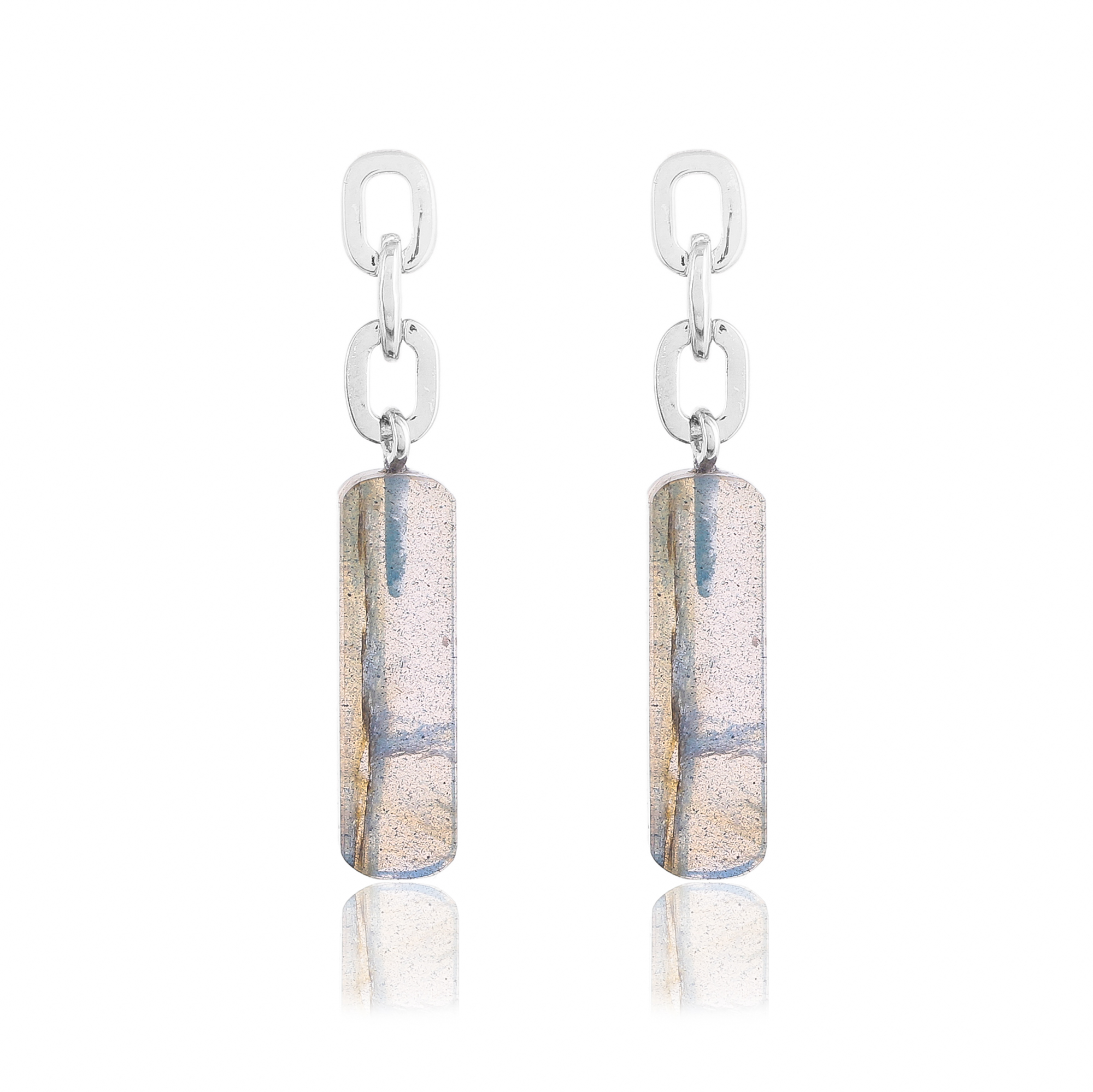 Boucle d'oreilles en argent en pierre naturelle labradorite Cannelle