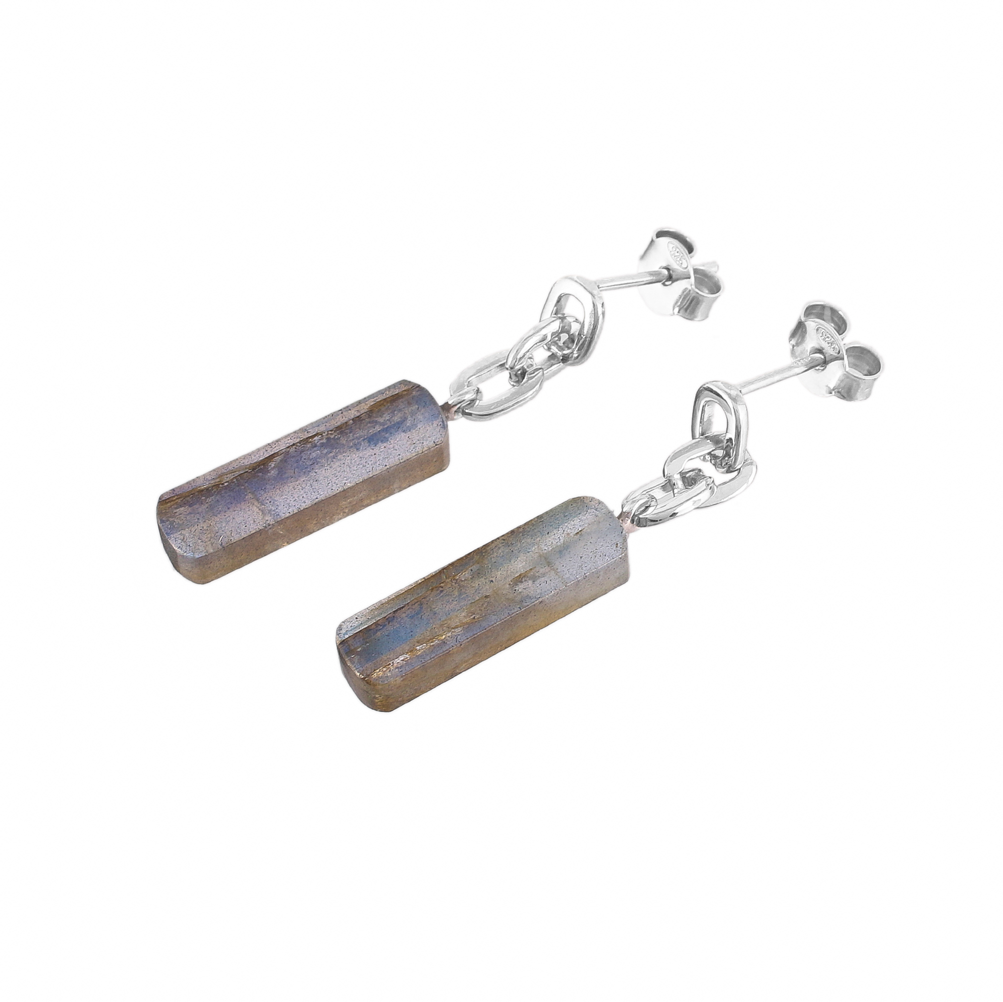 Boucle d'oreilles en argent en pierre naturelle labradorite Cannelle