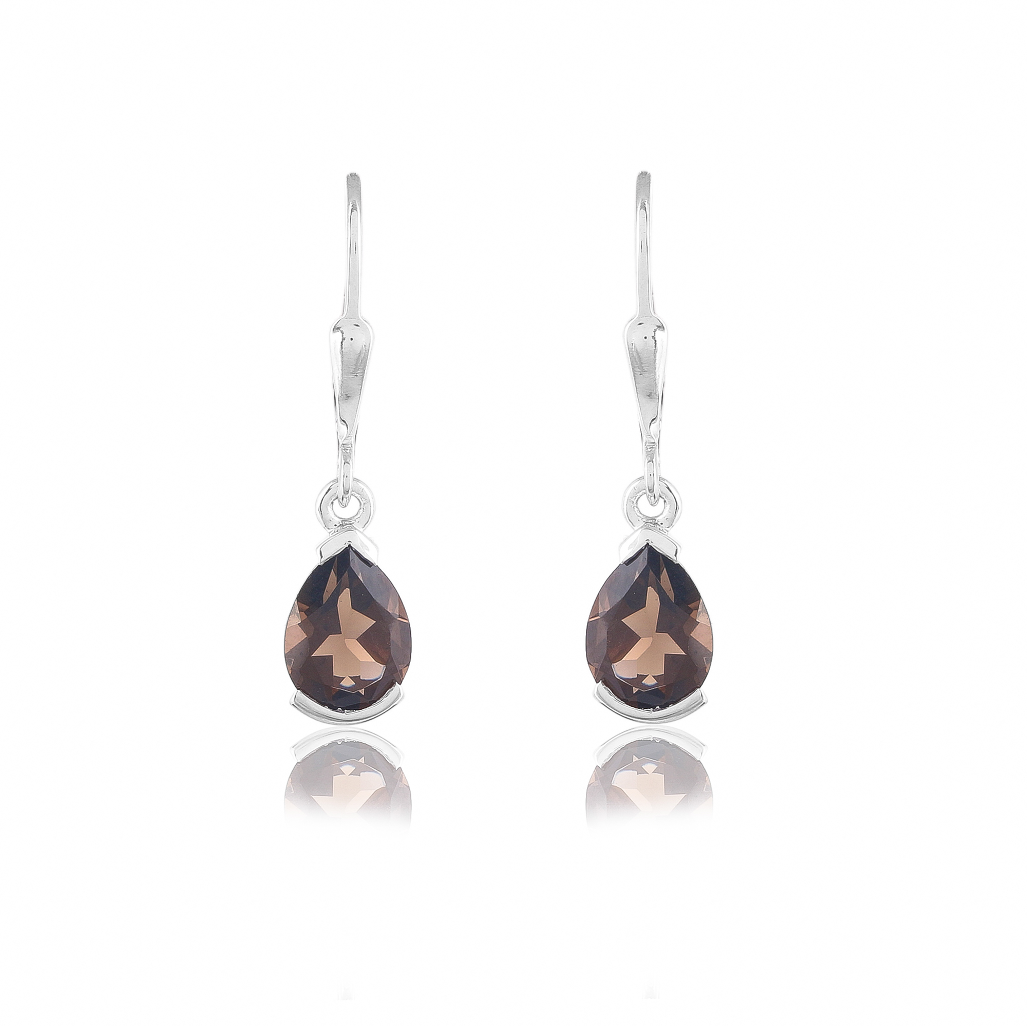 Boucle d'oreilles en argent en pierre naturelle quartz fume Charlotte