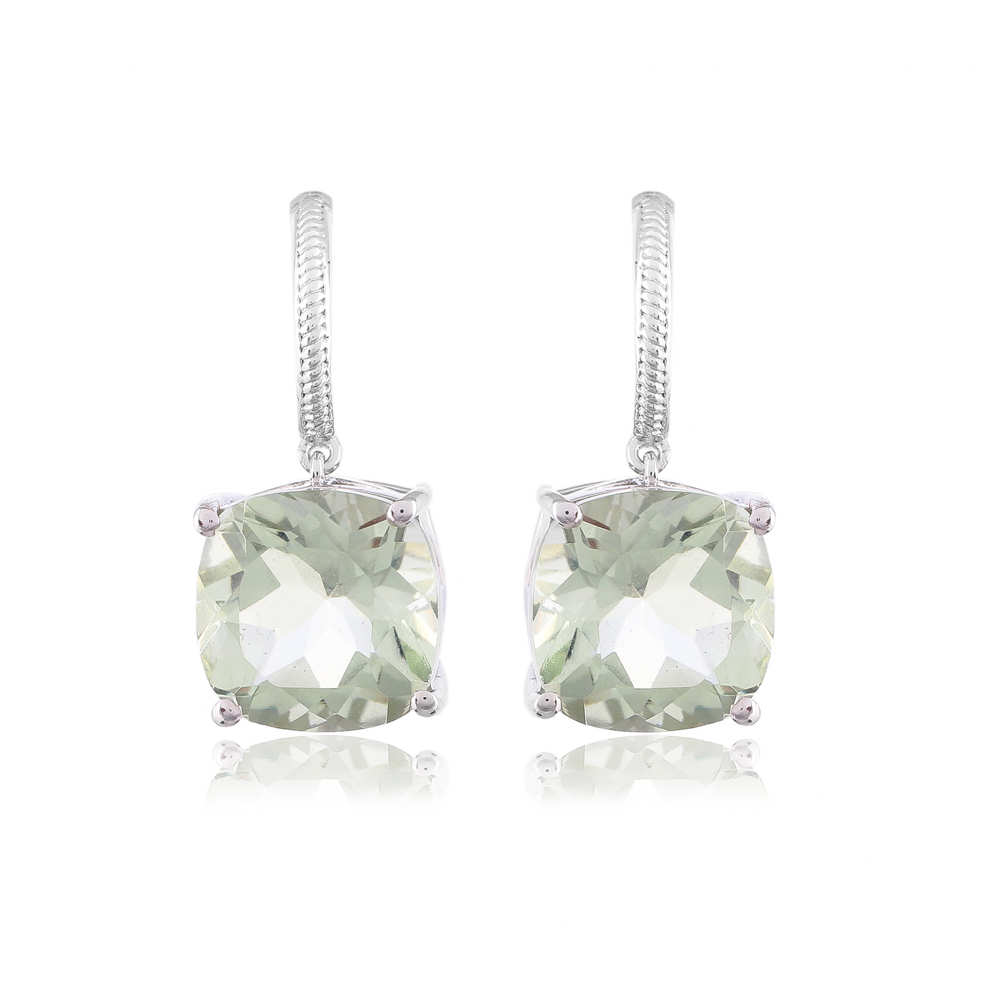 Boucle d'oreilles en argent et amethyste verte en pierres naturelles Cassablanca