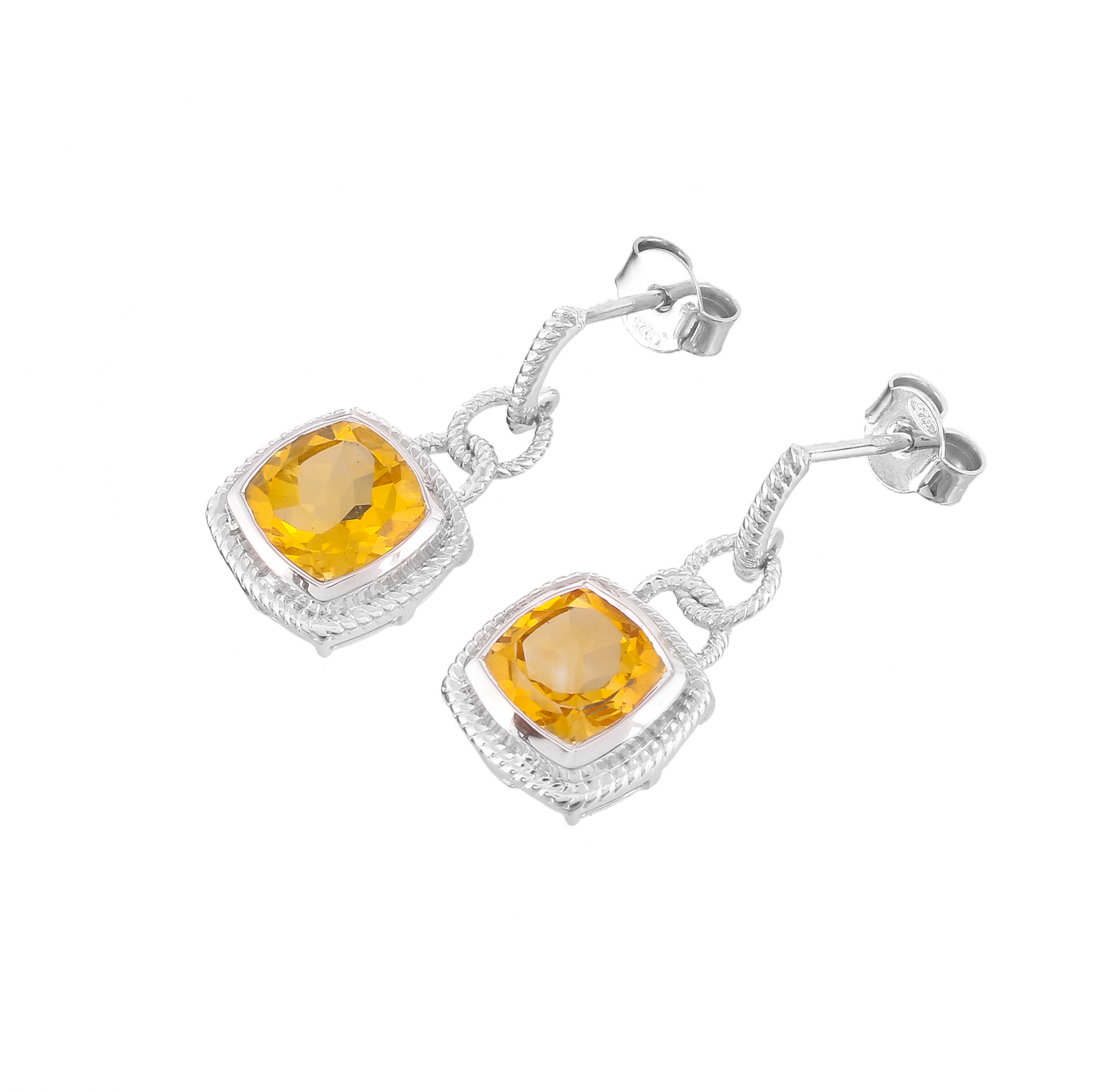 Boucle d'oreilles en argent en pierre naturelle citrine Cassie