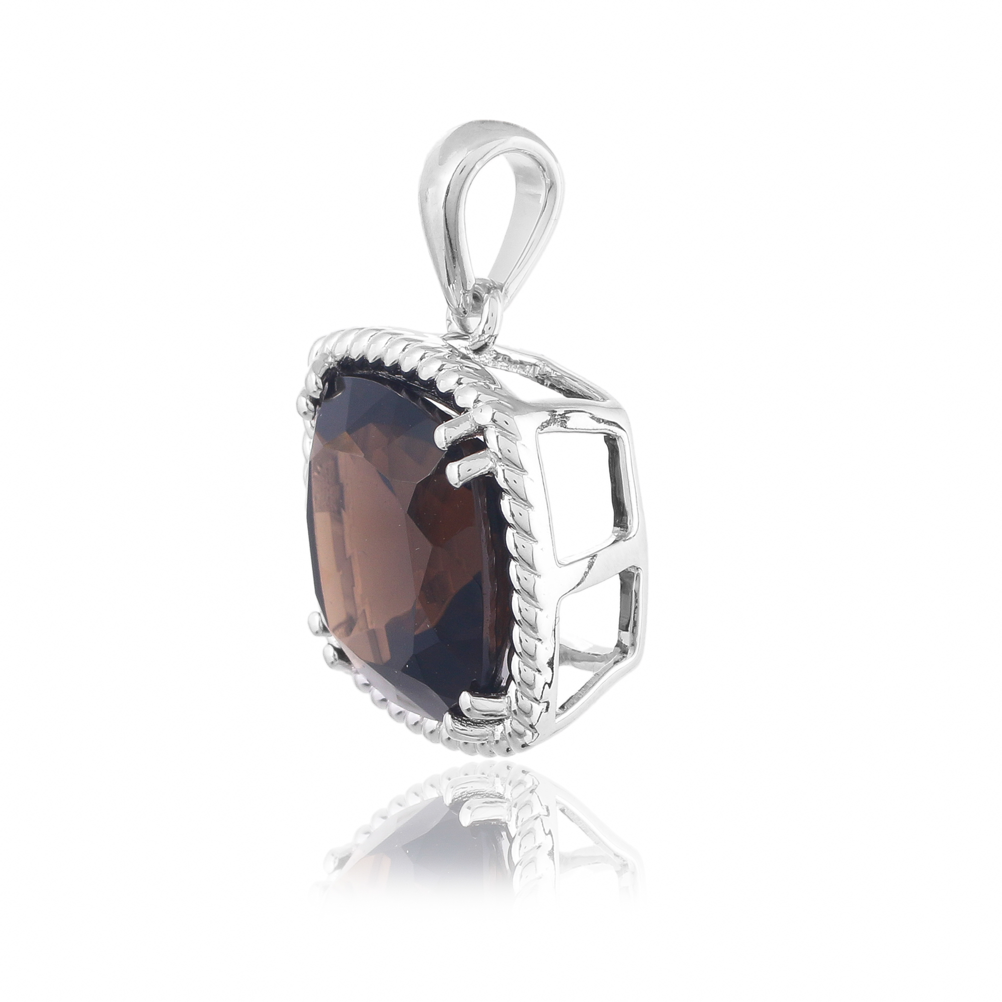 Pendentif en argent en pierre naturelle quartz fume Clara