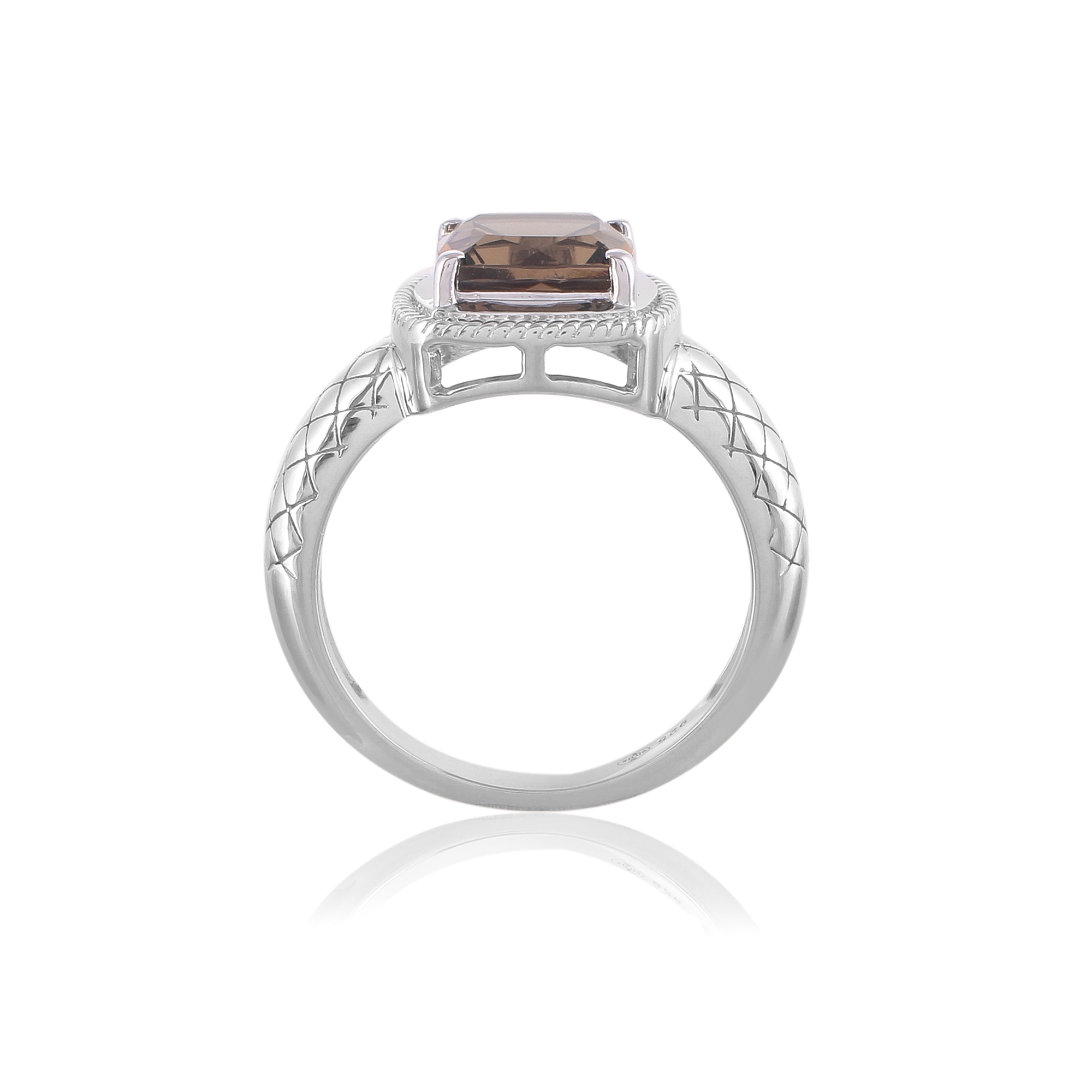 Bague en argent en pierre naturelle quartz fume Clarence