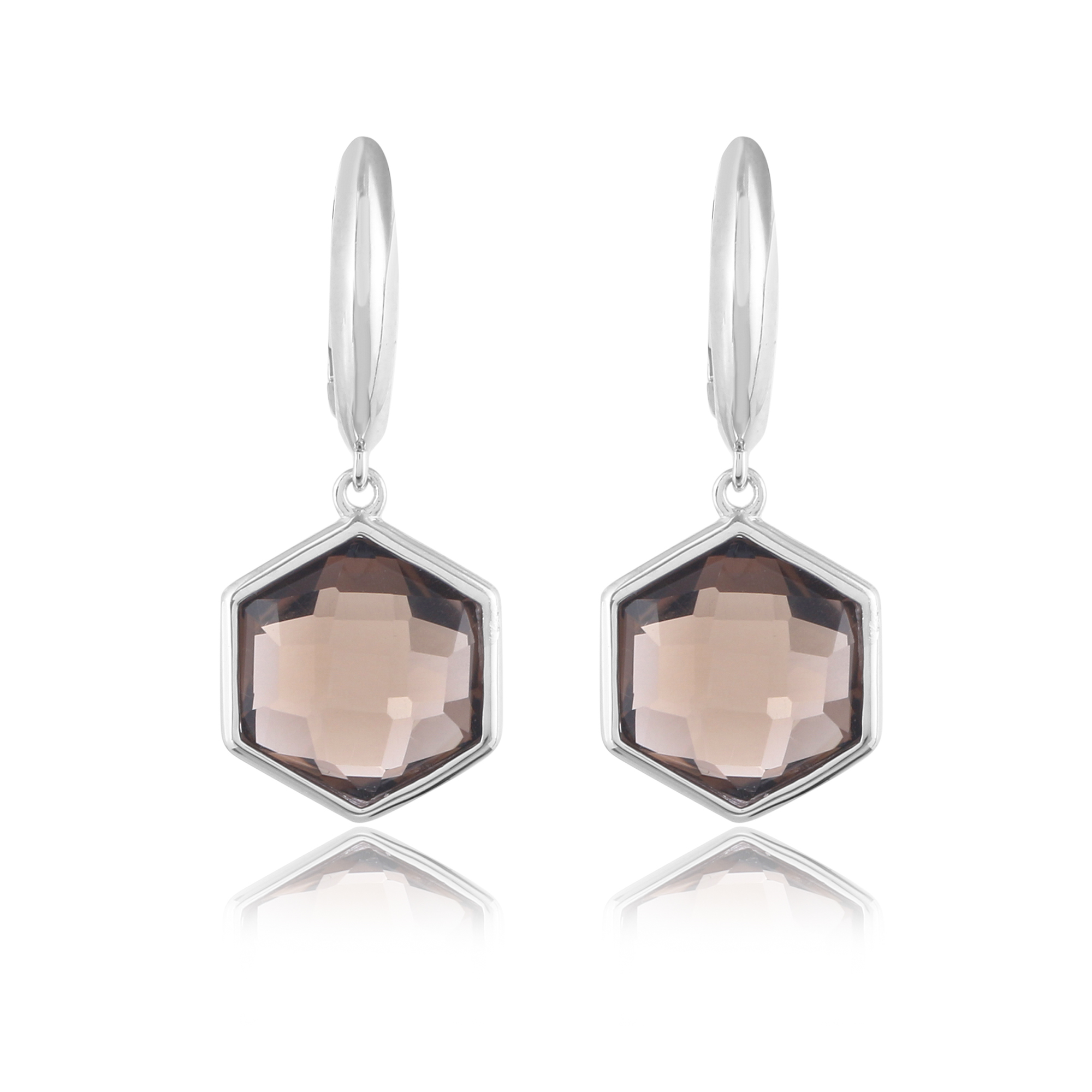 Boucle d'oreilles en argent en pierre naturelle quartz fume Caelia