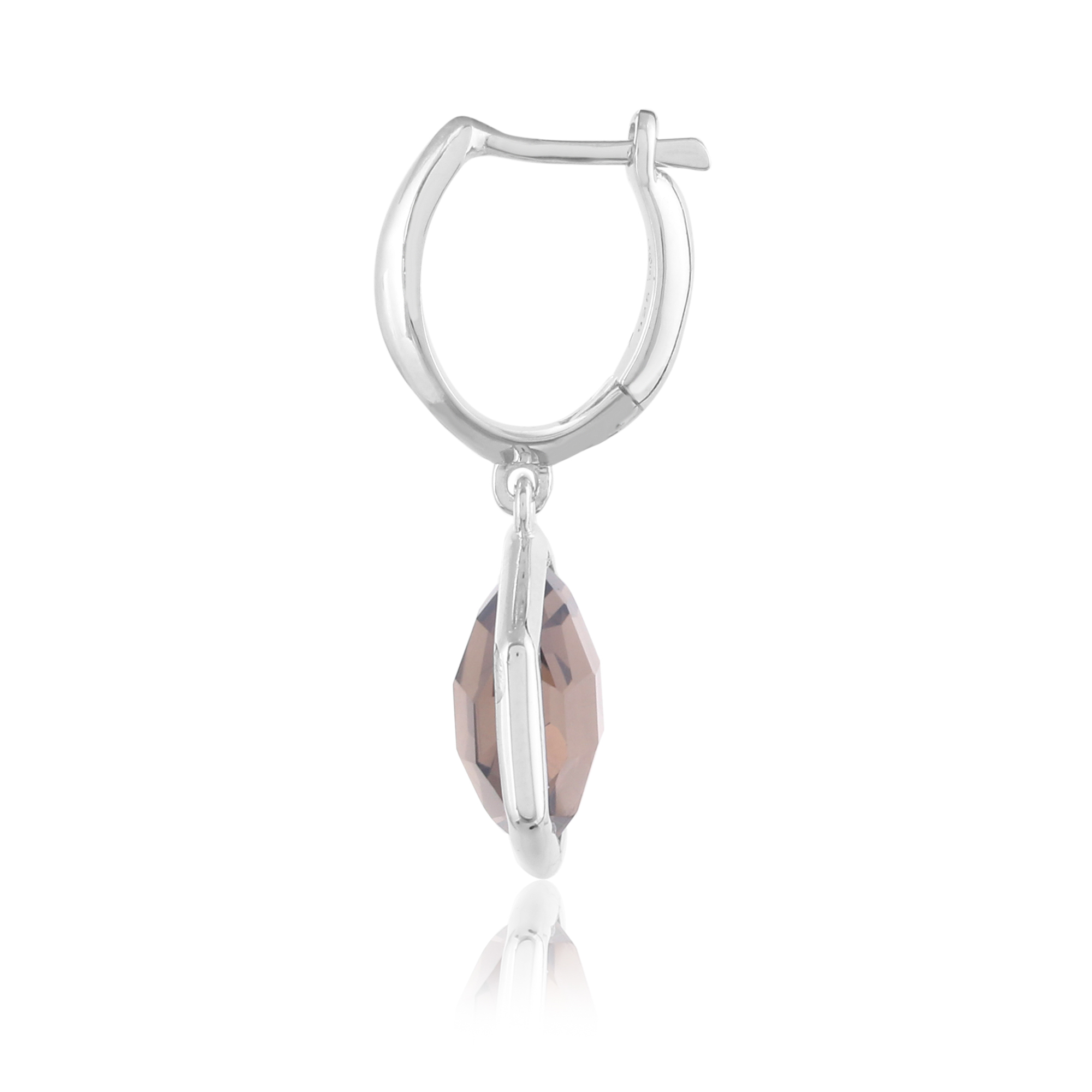 Boucle d'oreilles en argent en pierre naturelle quartz fume Caelia