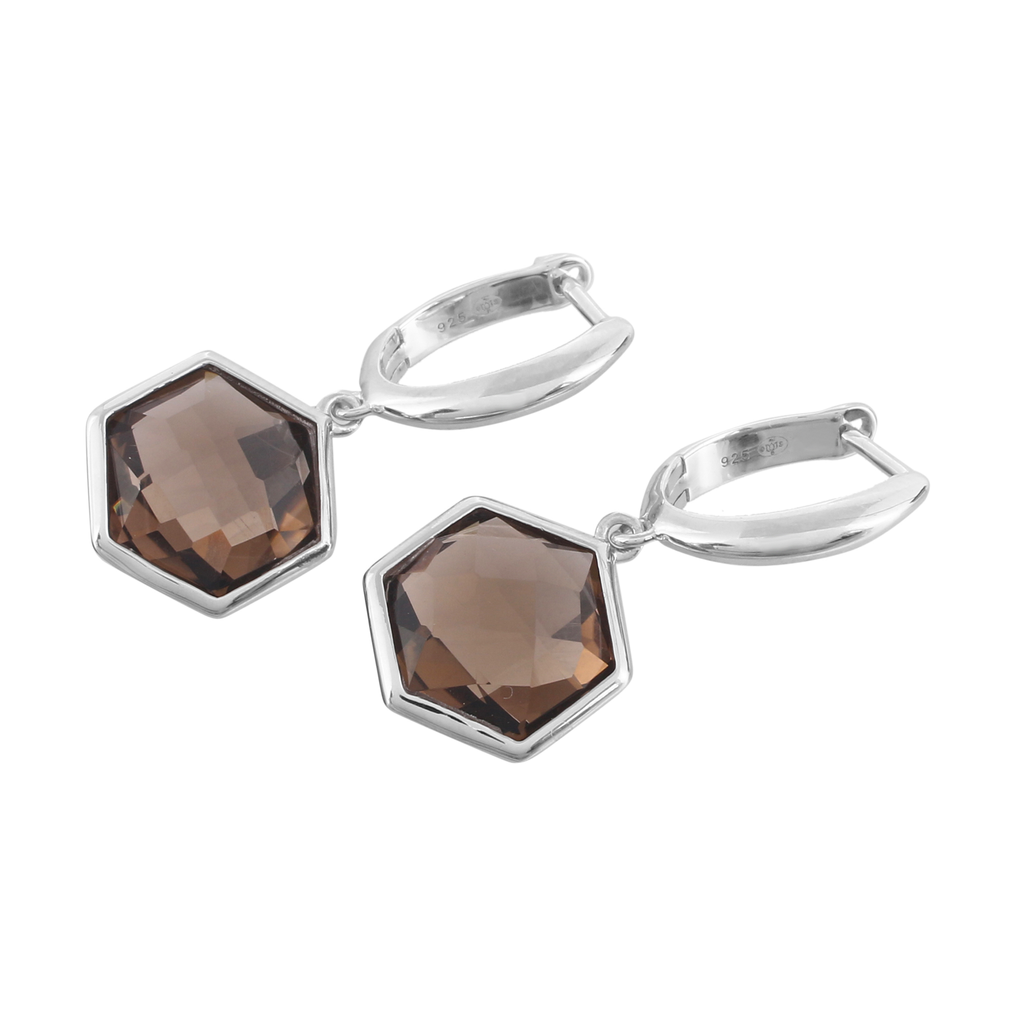 Boucle d'oreilles en argent en pierre naturelle quartz fume Caelia