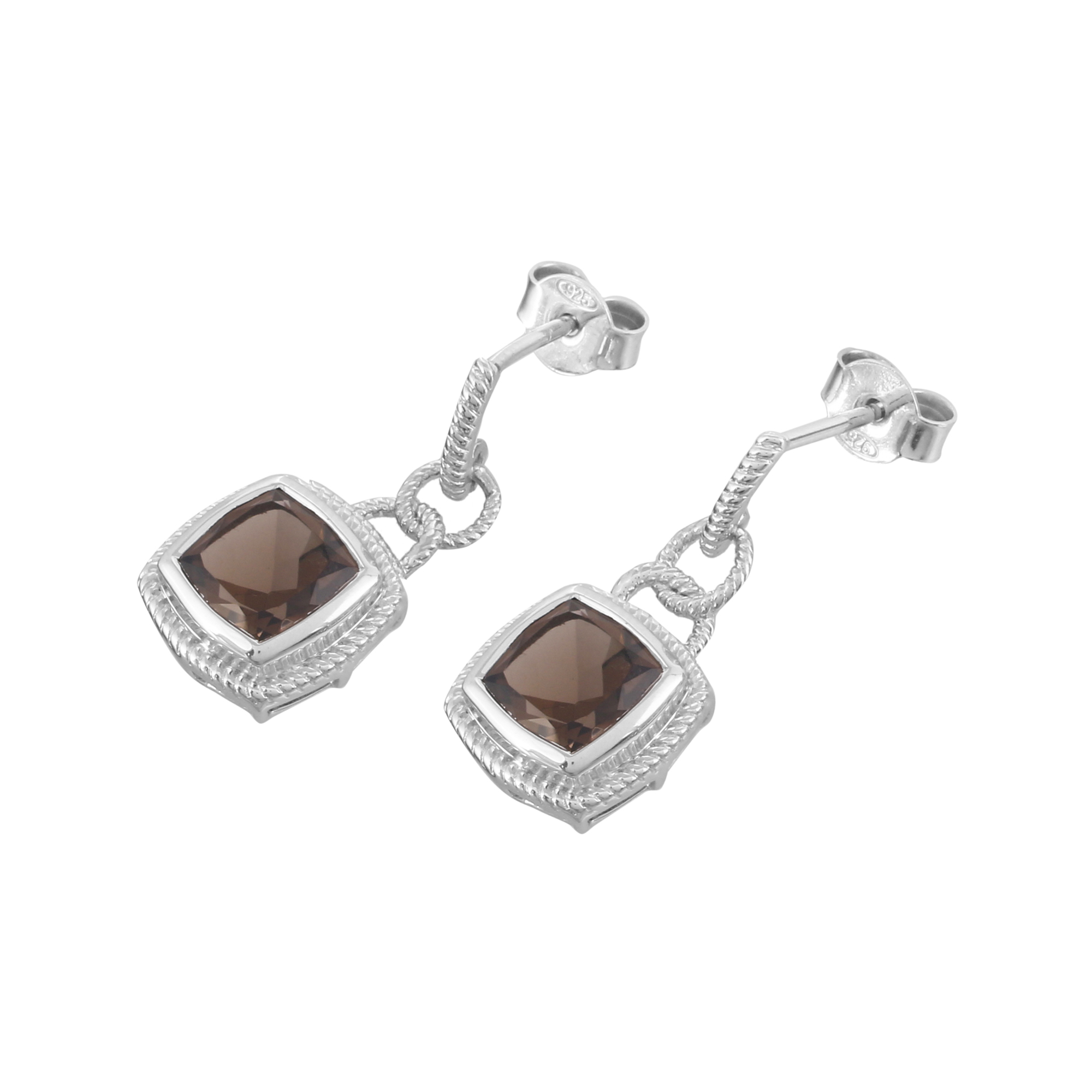 Boucle d'oreilles en argent en pierre naturelle quartz fume Cassie