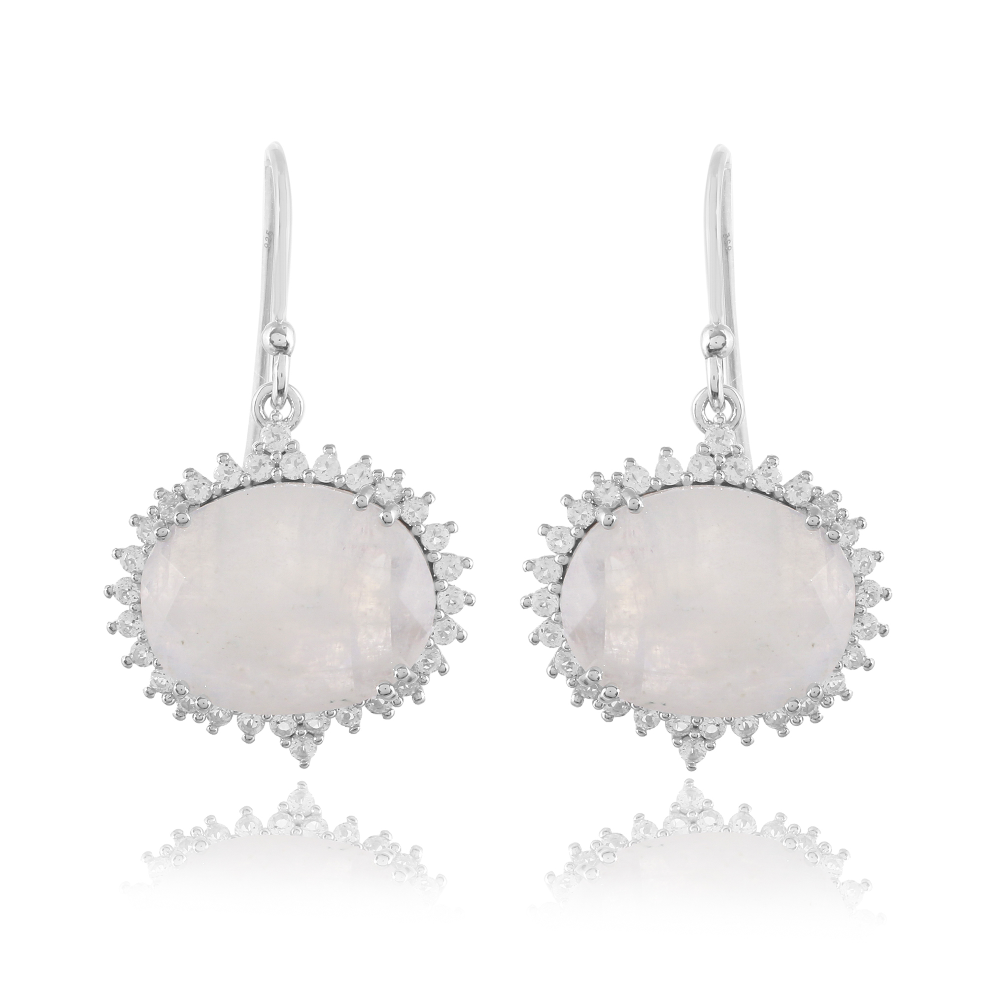 Boucle d'oreilles en argent en pierres naturelles pierre de lune et topaze blanche Christelle