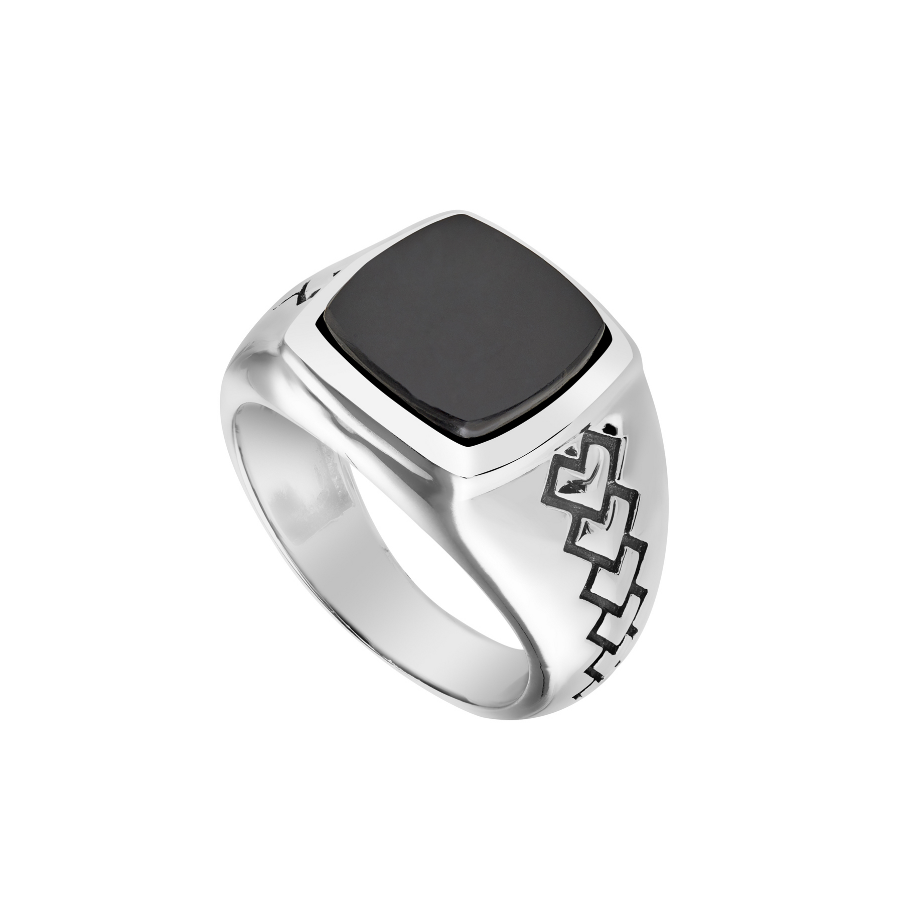 Bague en argent en pierre naturelle onyx noir Adama