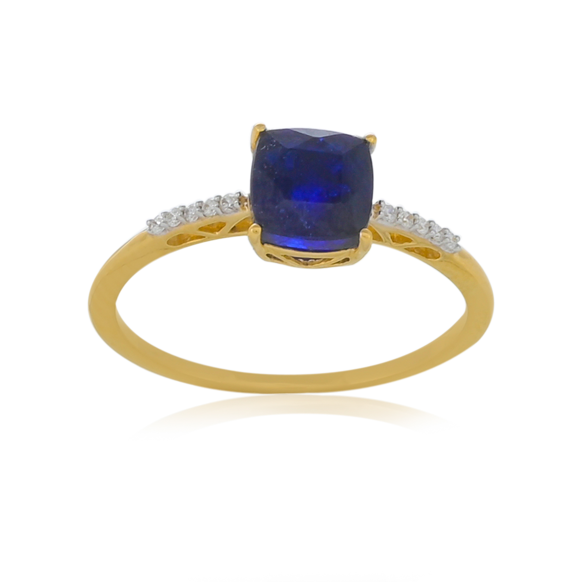 Bague en or 9 carats, Saphir et Diamants BeauReal en pierres naturelles