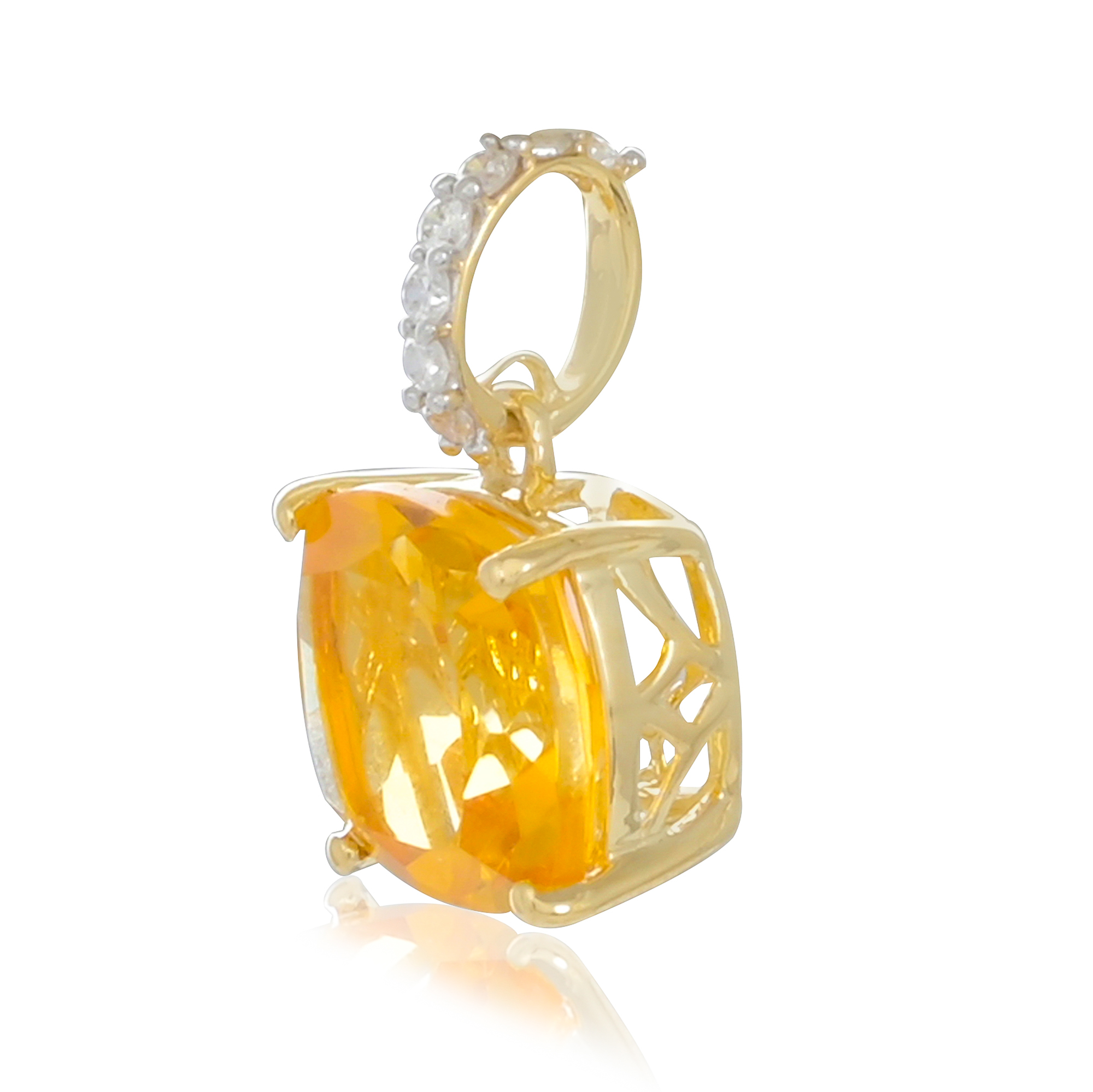 Pendentif en or 18 carats, Citrine et Diamants BeauReal en pierres naturelles