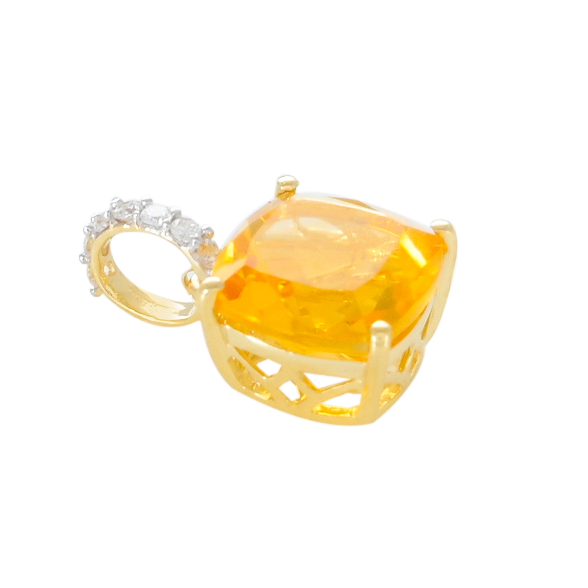 Pendentif en or 18 carats, Citrine et Diamants BeauReal en pierres naturelles