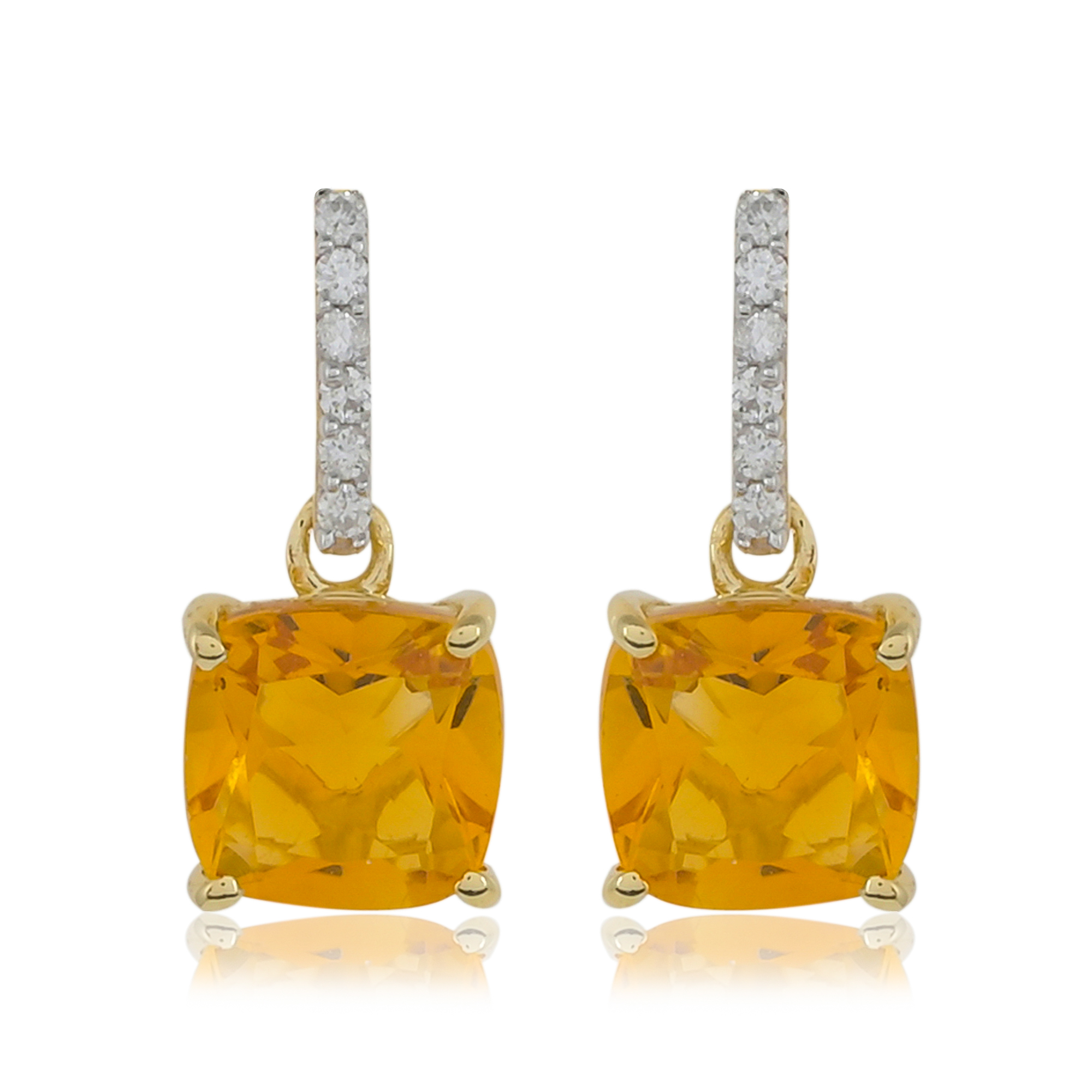 Boucles d'oreilles en or 18 carats, Citrine et Diamants BeauReal en pierres naturelles