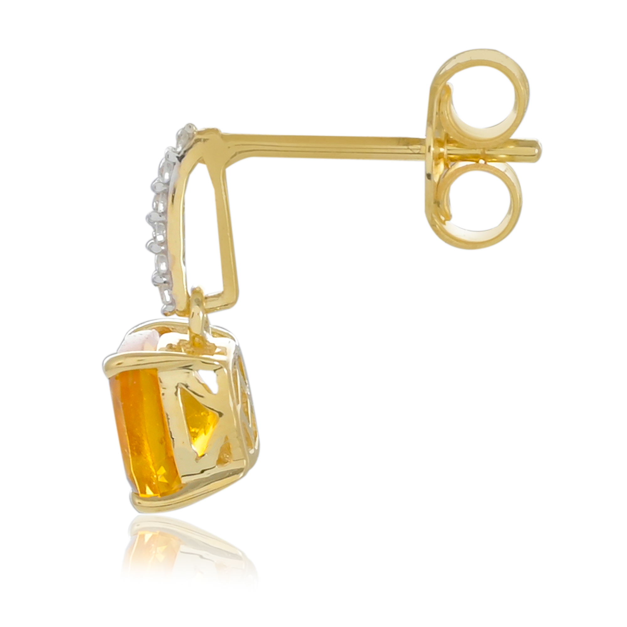 Boucles d'oreilles en or 18 carats, Citrine et Diamants BeauReal en pierres naturelles