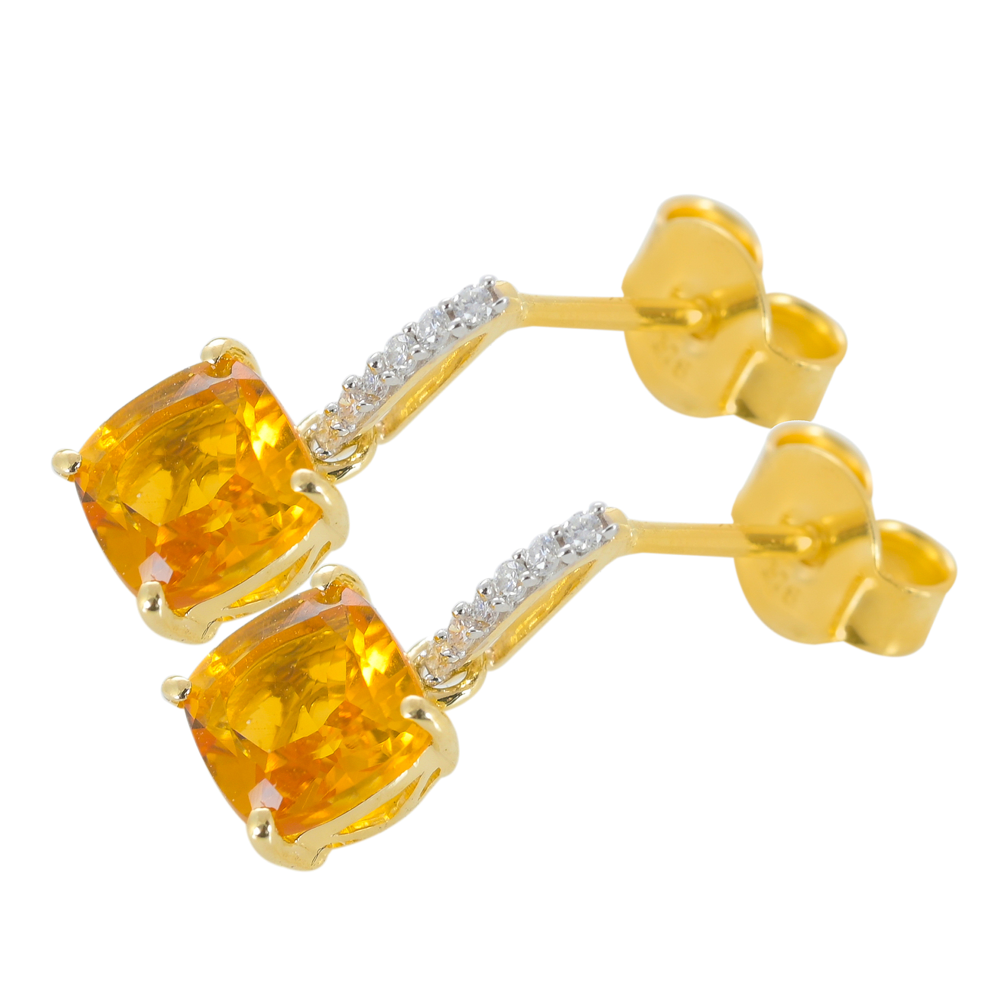 Boucles d'oreilles en or 18 carats, Citrine et Diamants BeauReal en pierres naturelles