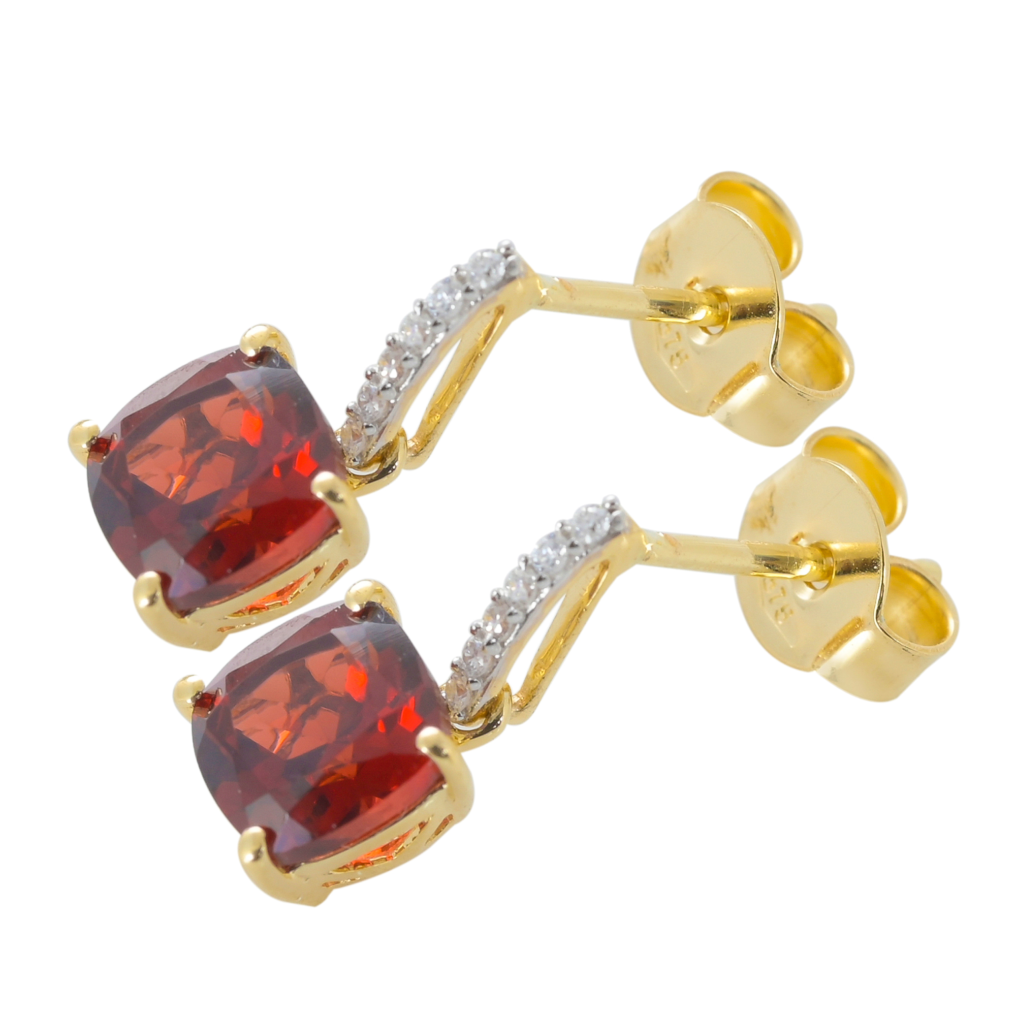 Boucles d'oreilles en or 9 carats, Grenat et Diamants BeauReal en pierres naturelles