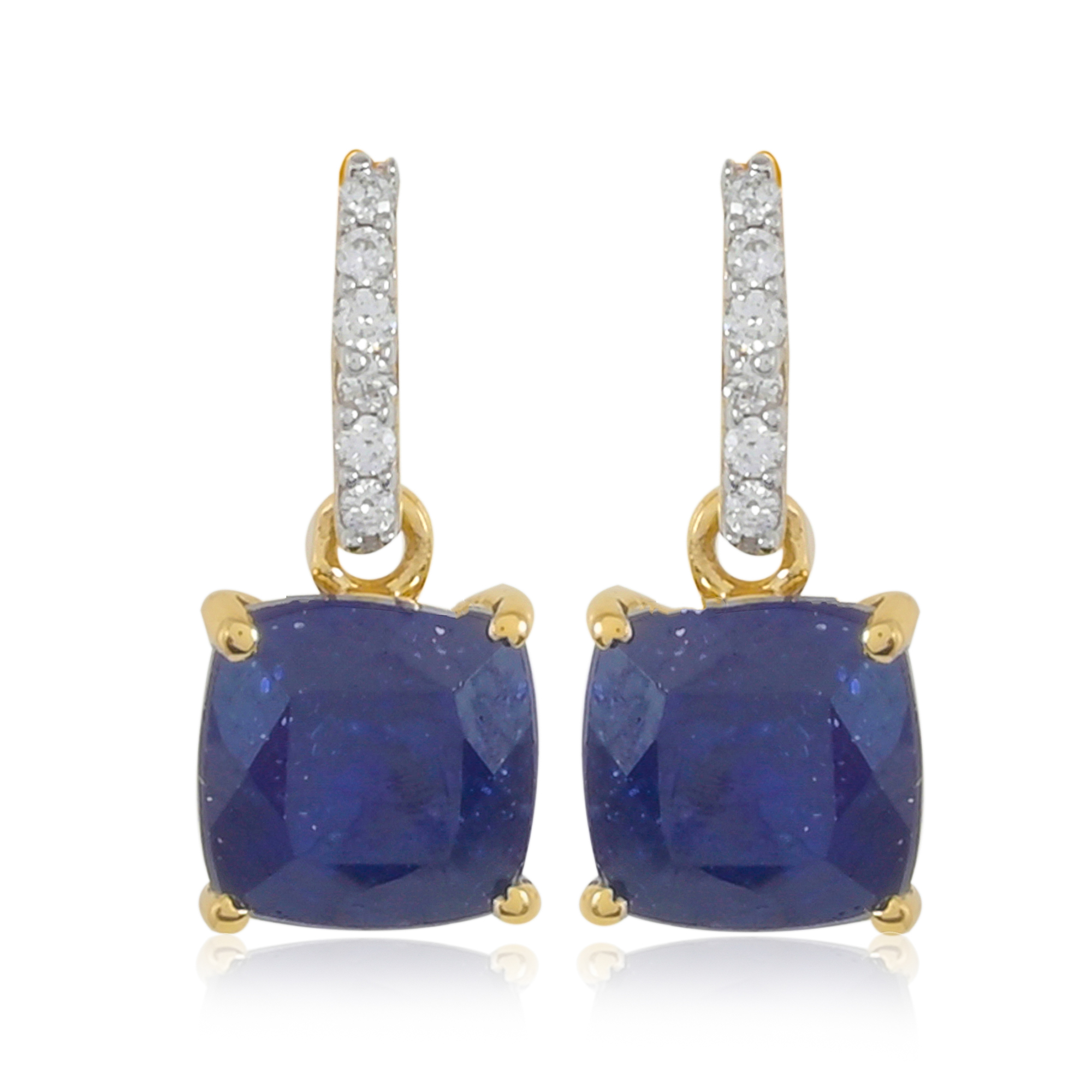 Boucles d'oreilles en or 9 carats, Saphir et Diamants BeauReal en pierres naturelles