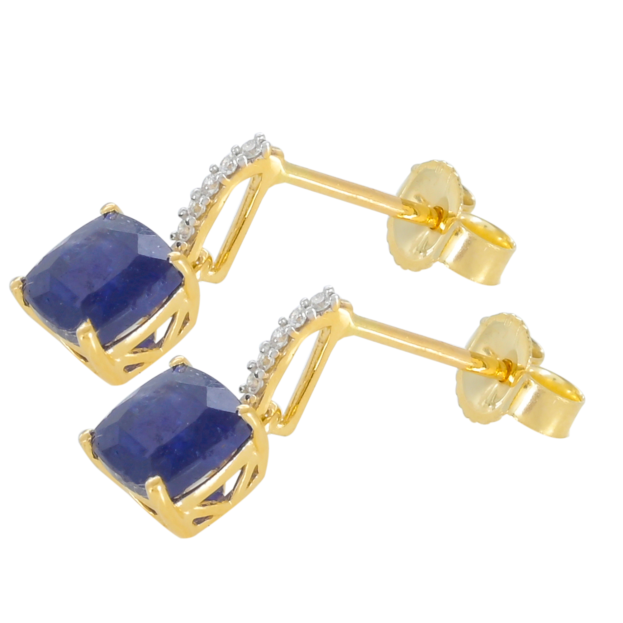 Boucles d'oreilles en or 9 carats, Saphir et Diamants BeauReal en pierres naturelles